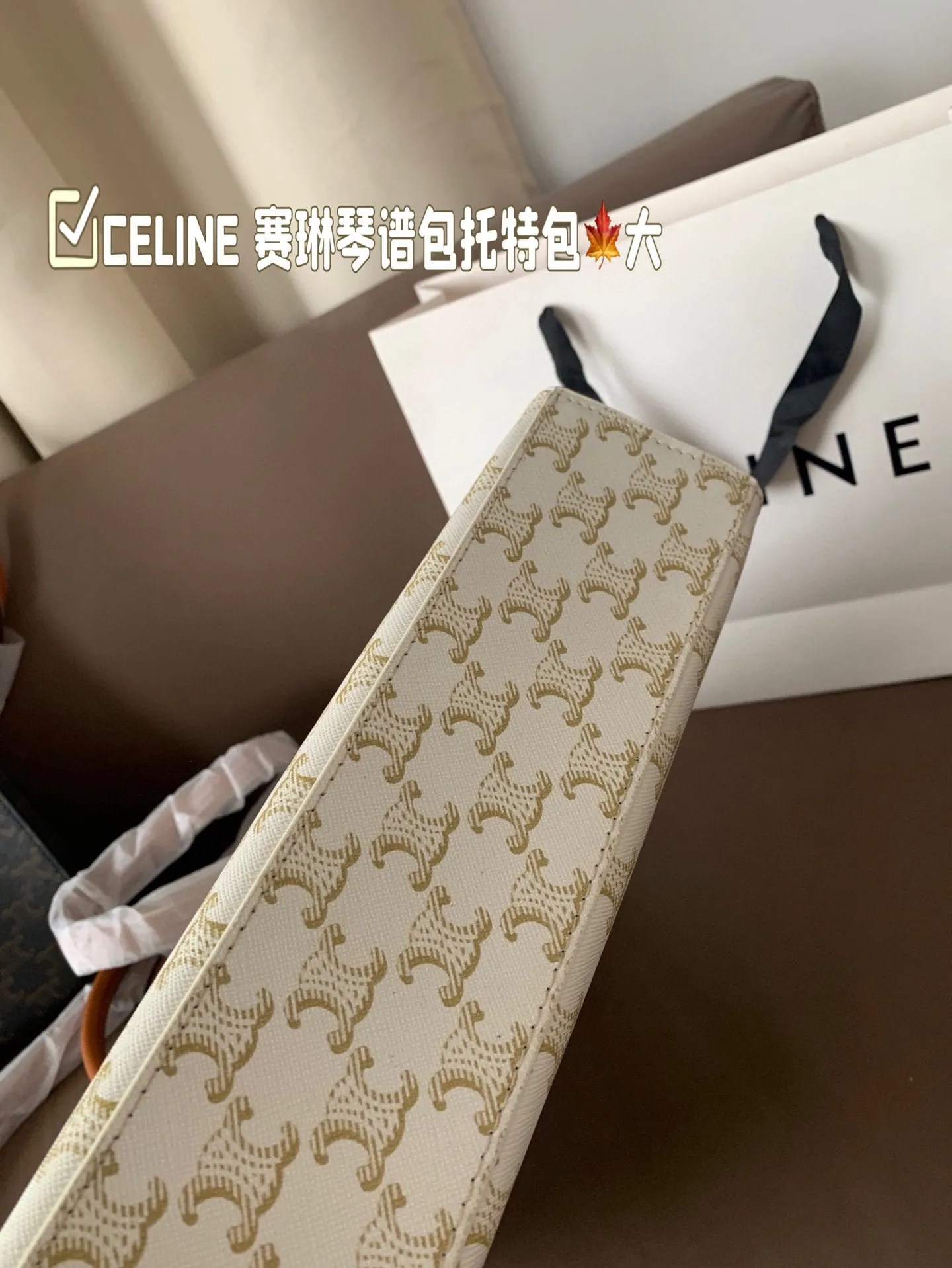 P130 大号(配盒) size:28×33 CELINE 赛琳老花琴谱包托特包💕 外形设计百看不厌,性价比超高✅ 摸起来质感超好,斜挎手拎都可爱! 性价比很高✅,背上就是可爱精❣️