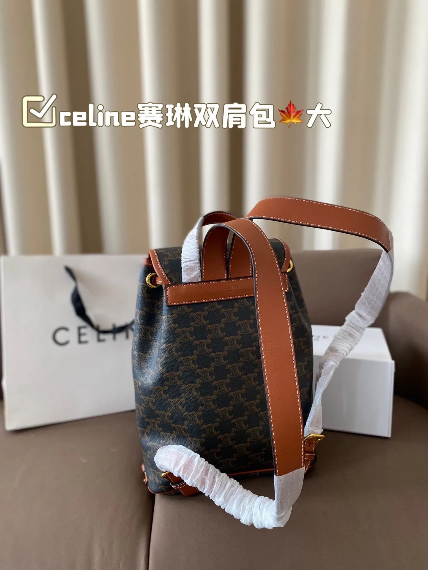 P160 配折叠盒子 赛琳双肩包 celine新品预告本命老花双肩包 释放双手!复古小巧 实用性设计肩带长度可调节容量满满经典学院风休闲日常 老花经典加持日常的优秀单品很有学识氛围的通勤自在的复古少女感 减龄青春又文气巴黎女孩的年轻单品 尺寸23*30