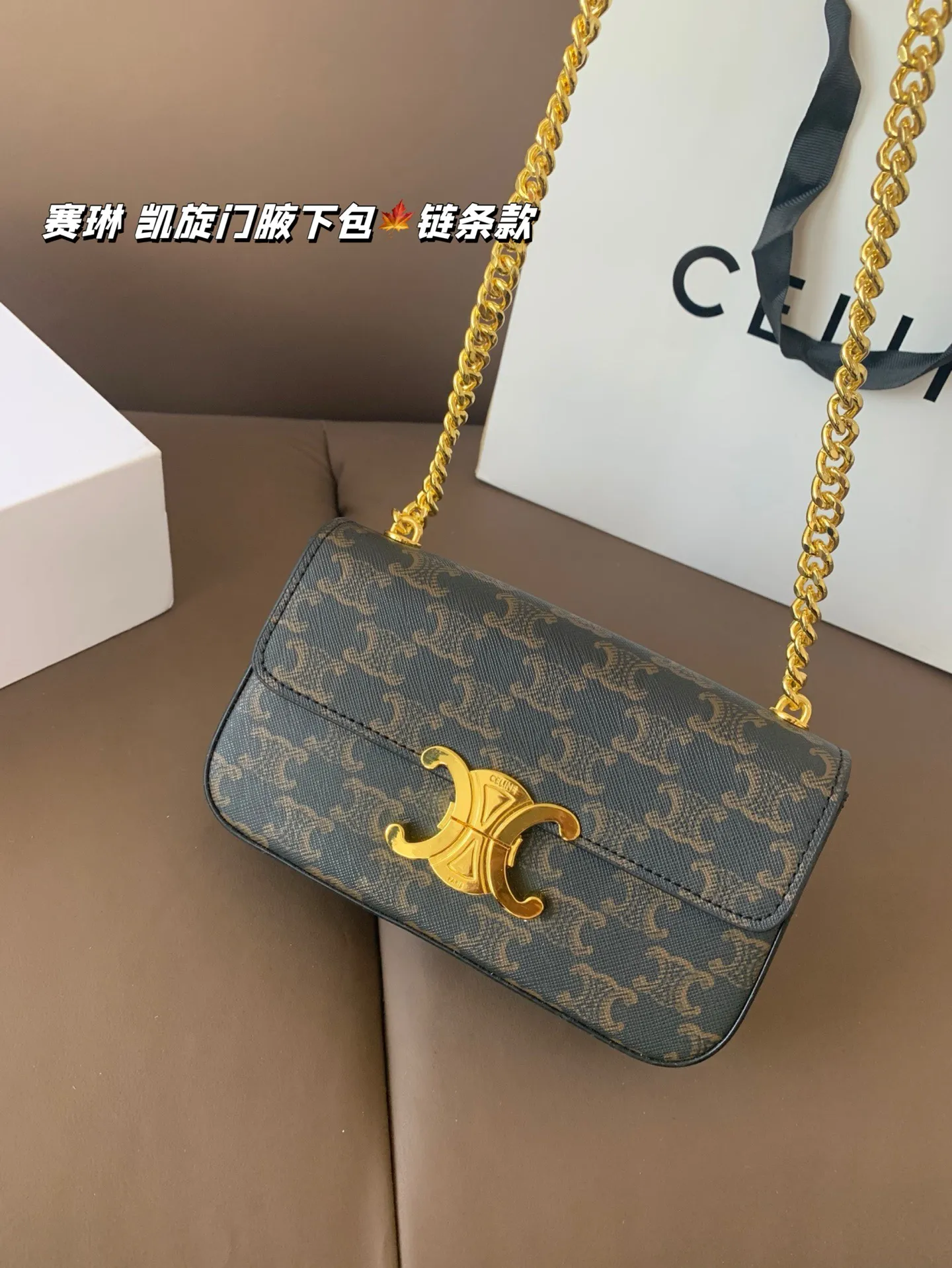 P140 赛琳 凯旋门腋下包(链条款) Celine满足日常所有需求 简直能装下整个世界 尺寸20*12折叠盒