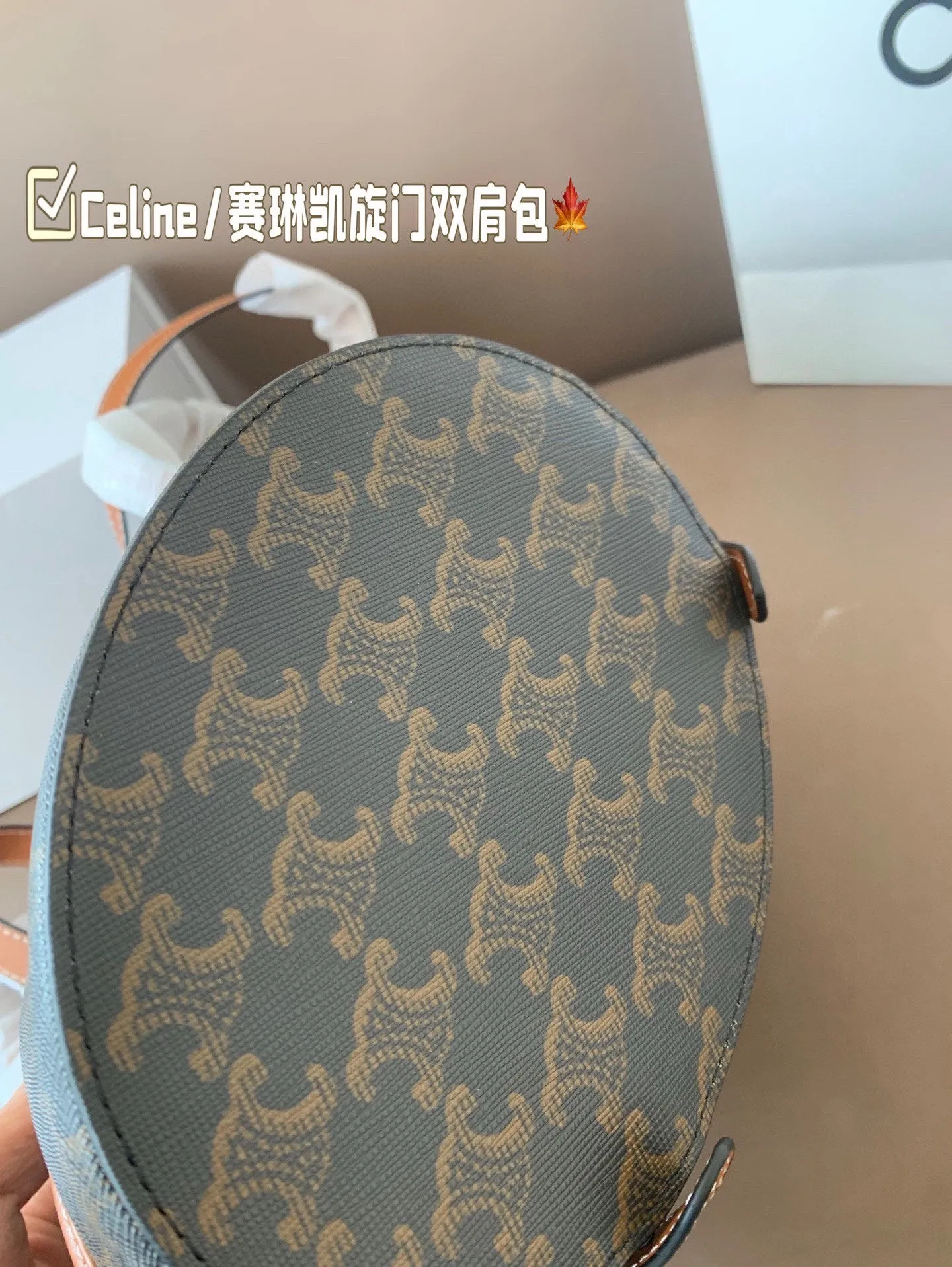 P150 Celine/赛琳TRIOMPHE 凯旋门老花双肩包Lisa同款 将复古元素与一向拿手的利落线条 尺寸18*23 折叠盒