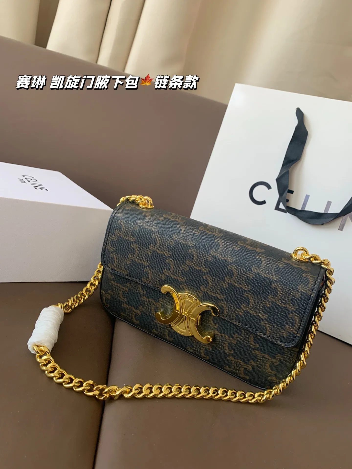 P140 赛琳 凯旋门腋下包(链条款) Celine满足日常所有需求 简直能装下整个世界 尺寸20*12折叠盒