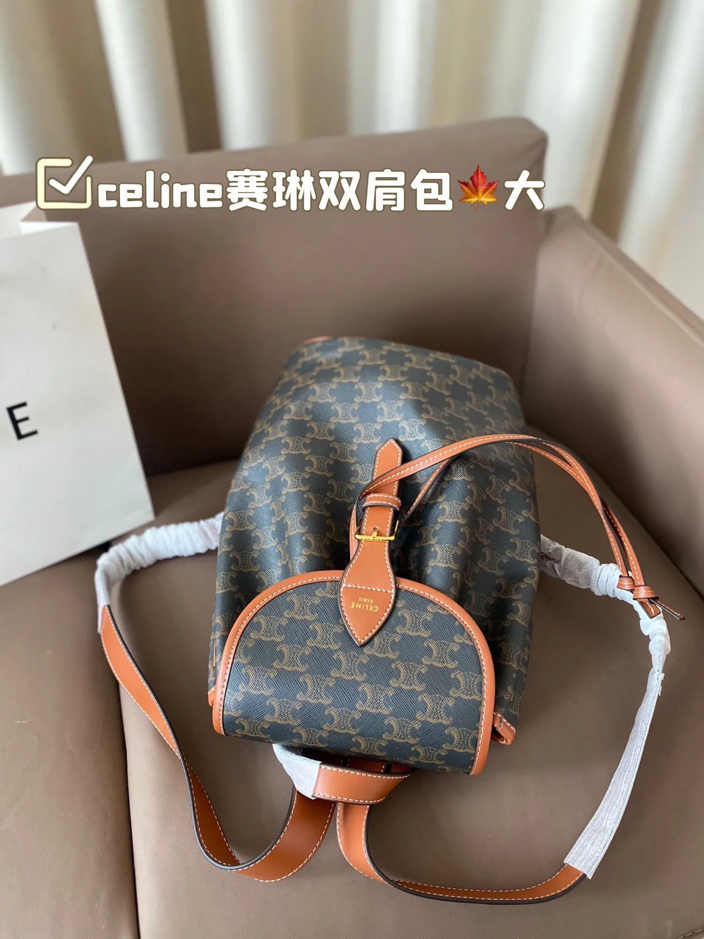 P160 配折叠盒子 赛琳双肩包 celine新品预告本命老花双肩包 释放双手!复古小巧 实用性设计肩带长度可调节容量满满经典学院风休闲日常 老花经典加持日常的优秀单品很有学识氛围的通勤自在的复古少女感 减龄青春又文气巴黎女孩的年轻单品 尺寸23*30