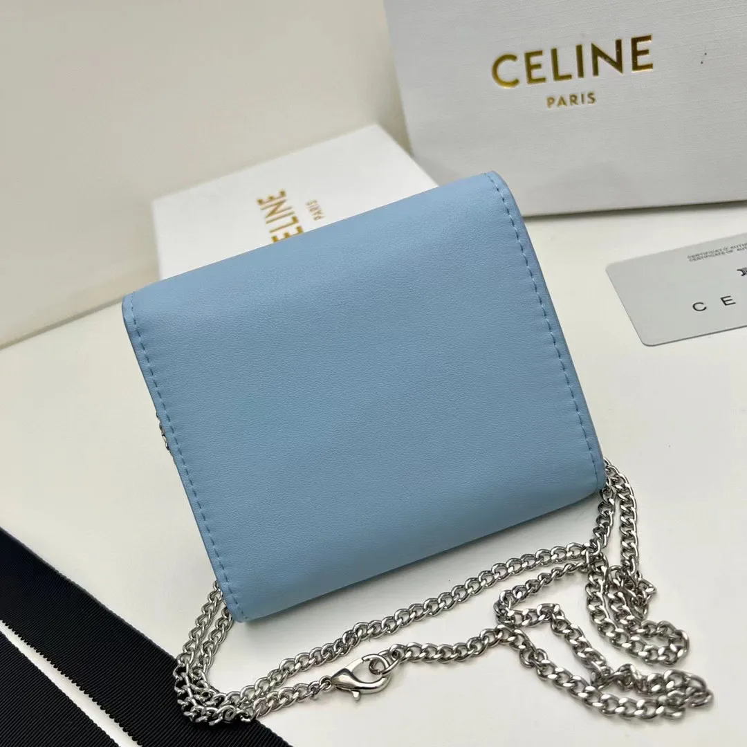 P100🎀Celine 10783 链条可拆卸🎀颜色 矿物灰 🎀尺寸 11*10*5🎀Celine凯旋门非常炫美的一个系列，专柜同步，采用头层牛皮，精致时尚！可以单肩背，也可做钱包使用，凹造型必备！