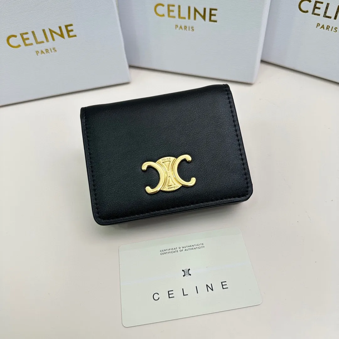 P85🎀Celine 3510🎀颜色 黑色 鹅黄 灰色 🎀尺寸:11*9*3🎀Celine官网最新款!短式钱包非常炫美的一个系列,专柜同步,采用头层牛皮,精致时尚!