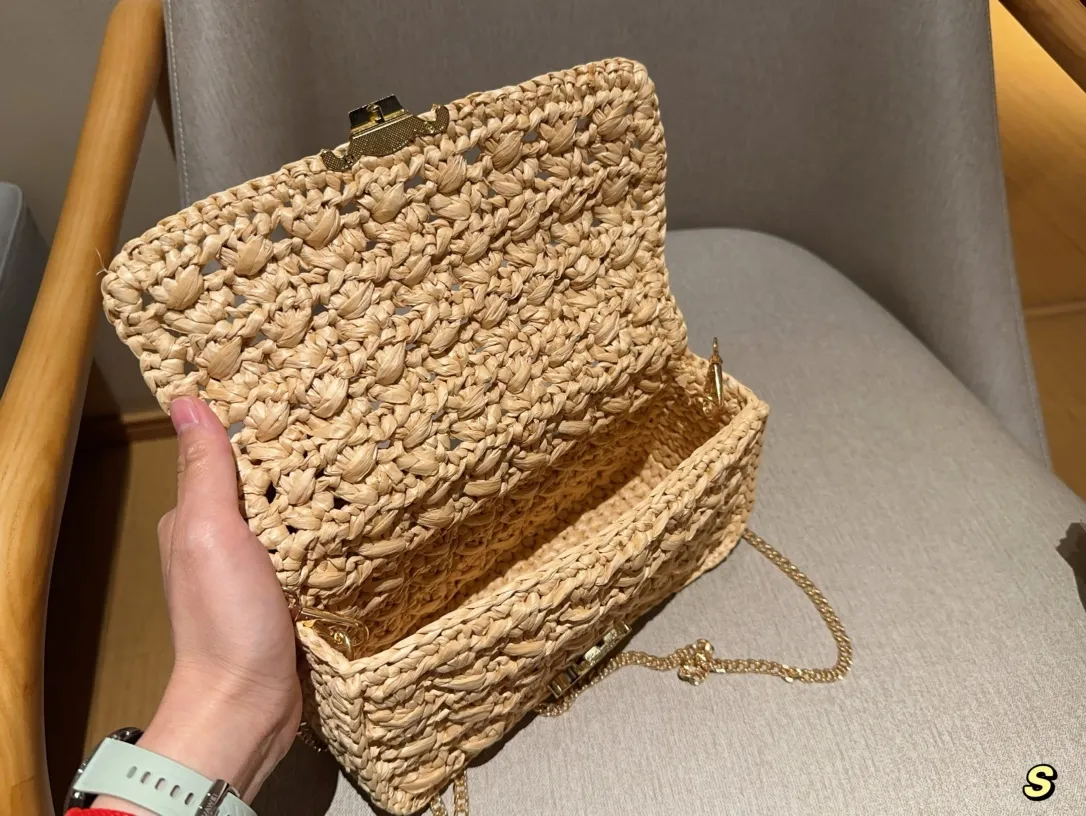 💰145 赛琳Celine 草编拉菲草编织镂空链条包 尺寸25&times;14&times;9 礼盒包装🎁