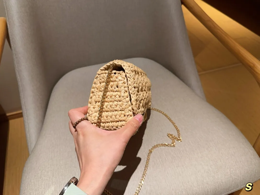 💰145 赛琳Celine 草编拉菲草编织镂空链条包 尺寸25×14×9 礼盒包装🎁