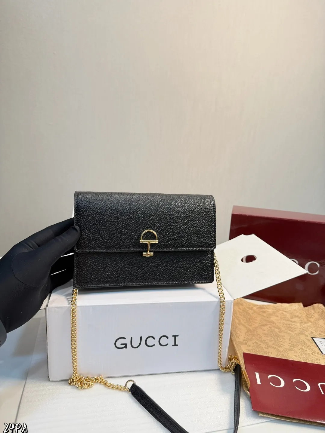 ❤️p155（礼盒包装）❤️ GUCCI｜Half horsebit爆款半马衔扣 新款woc链条包 链条可拆卸 可做手包 钱包 百搭小包包推荐✔️ 尺寸20*12cm