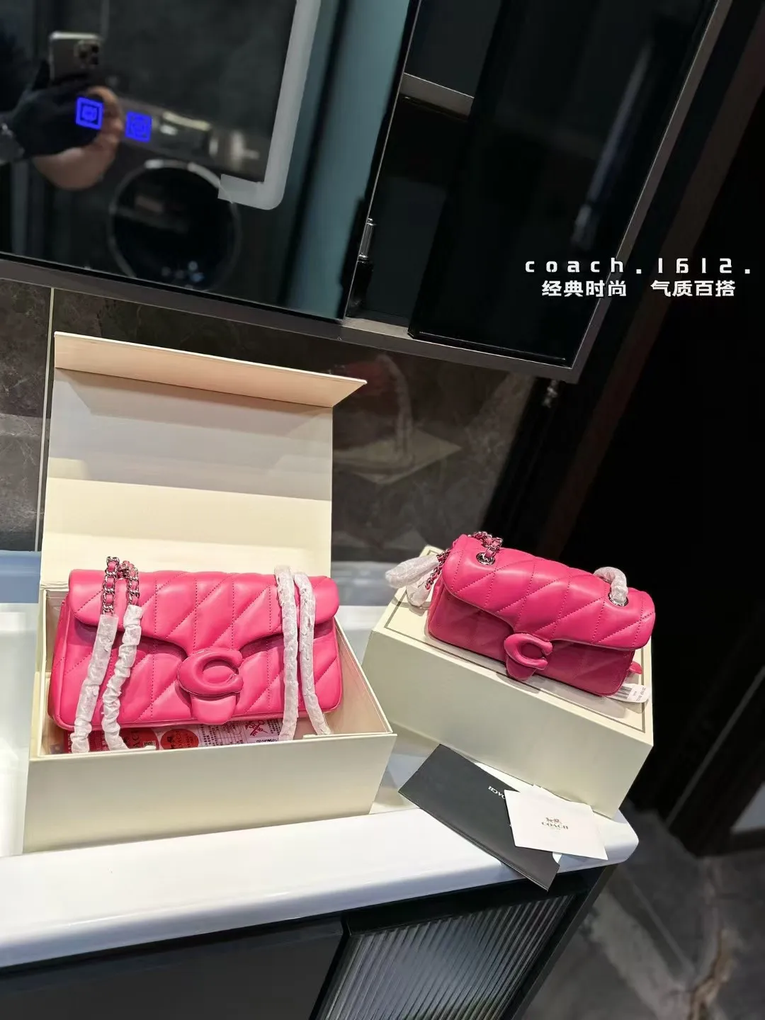 ❤️p185/p170(礼盒包装)❤️ 蔻驰 tabby链条包 百搭经典 精致的一只 真的超级无敌巨可爱 仙气满满 小姐姐日常必入款尺寸26cm/20cm