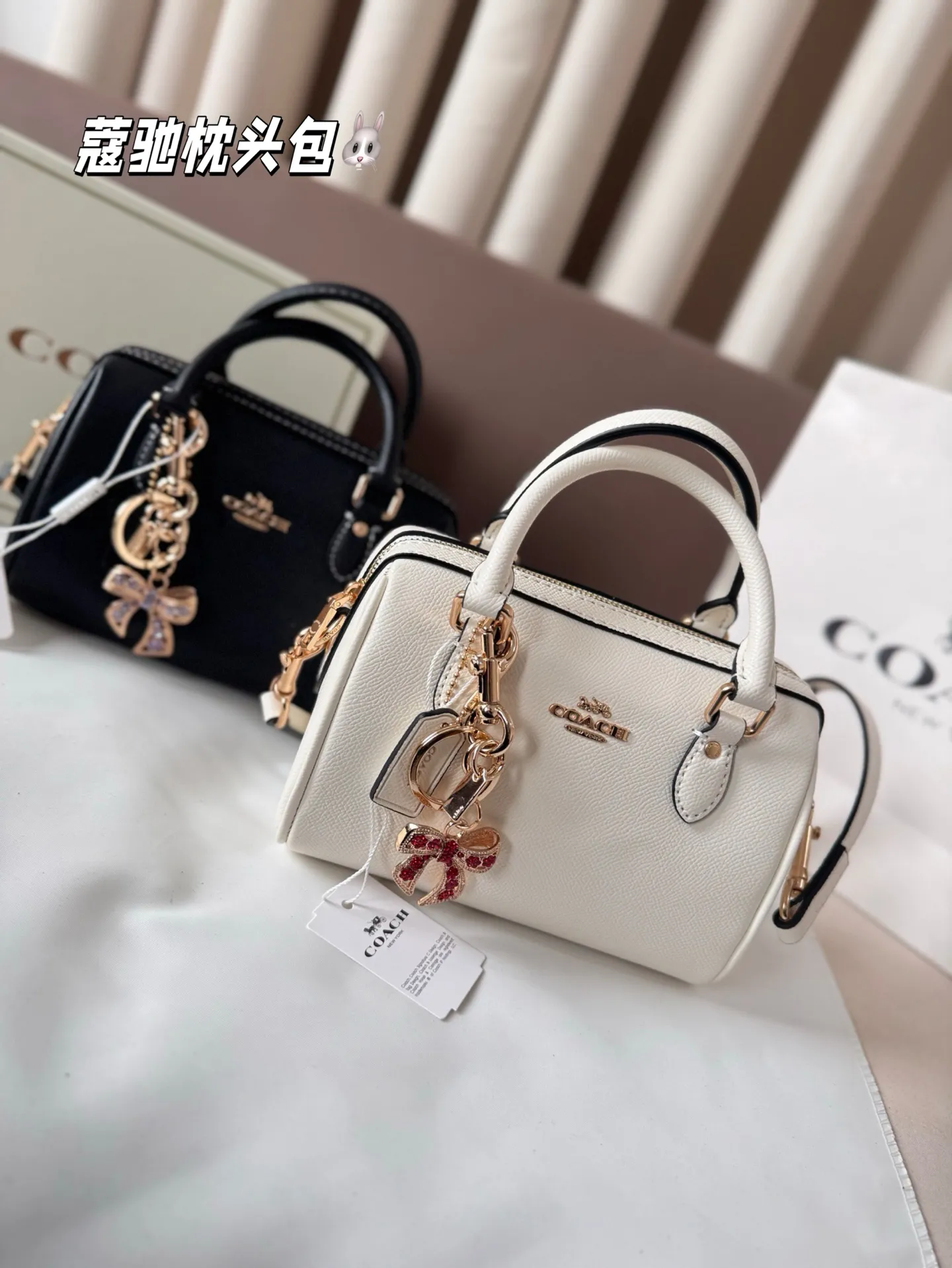 P145 配盒子 蔻驰枕头包出货 专柜同步 最新款 ❤️❤️🔥超级实用的款式 手提 斜挎多用款 原版电镀五金带logo 超级大牌 ‼️时尚百搭款式 不挑年龄段 喜欢的抓紧自留啦 尺寸：18*13