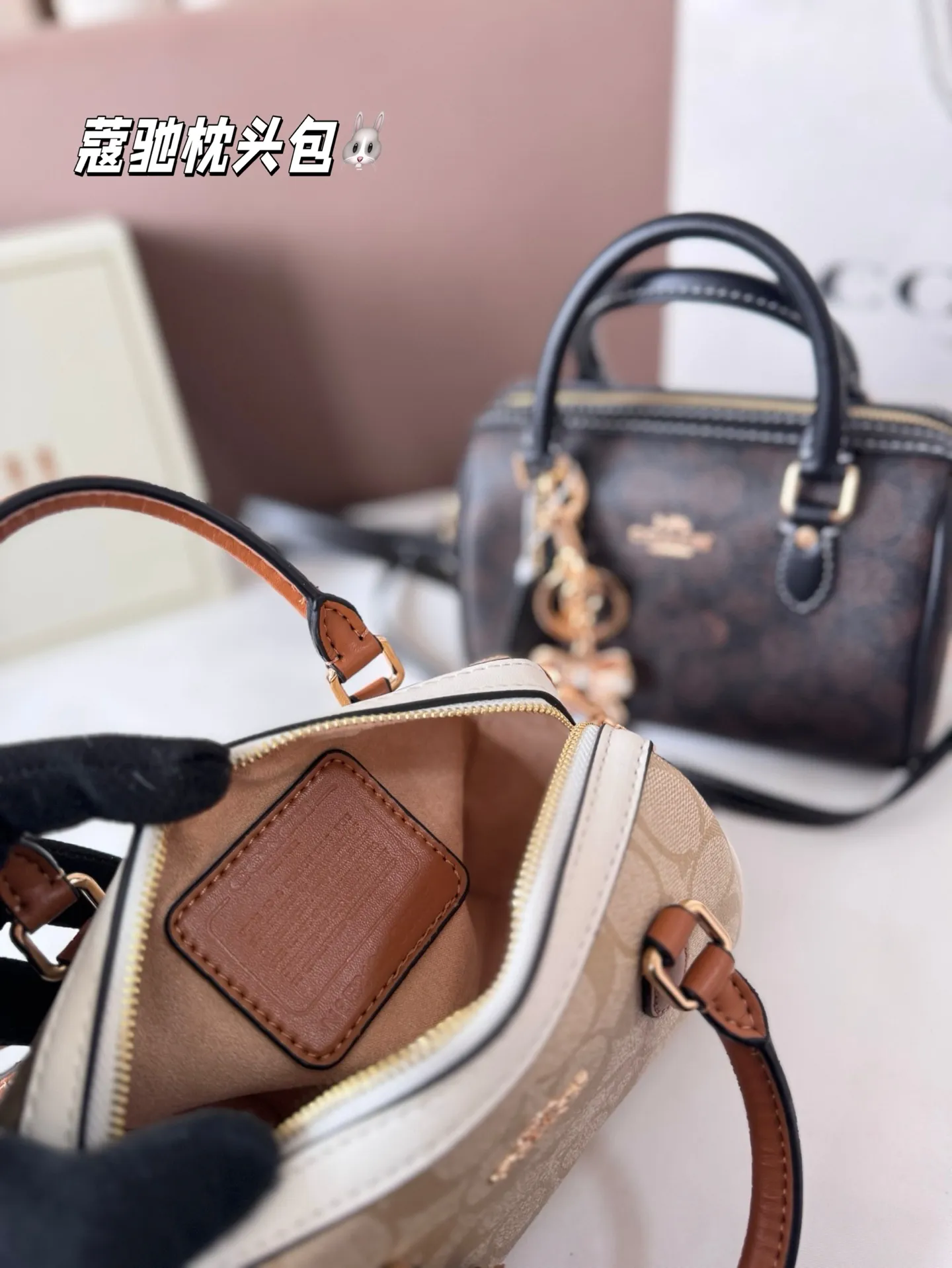 P145 配盒子 蔻驰枕头包出货 专柜同步 最新款 ❤️❤️🔥超级实用的款式 手提 斜挎多用款 原版电镀五金带logo 超级大牌 ‼️时尚百搭款式 不挑年龄段 喜欢的抓紧自留啦 尺寸:18*13