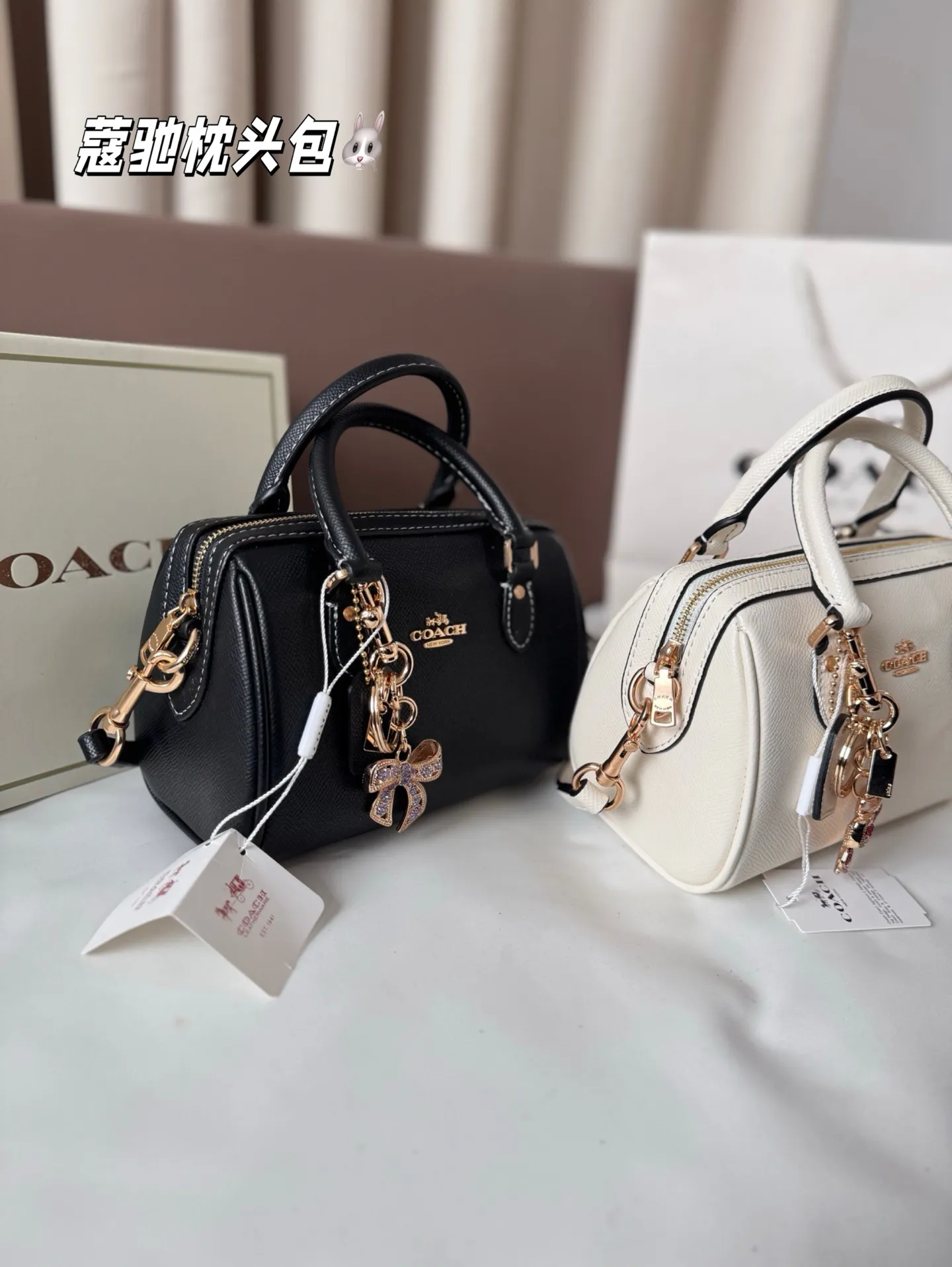 P145 配盒子 蔻驰枕头包出货 专柜同步 最新款 ❤️❤️🔥超级实用的款式 手提 斜挎多用款 原版电镀五金带logo 超级大牌 ‼️时尚百搭款式 不挑年龄段 喜欢的抓紧自留啦 尺寸:18*13