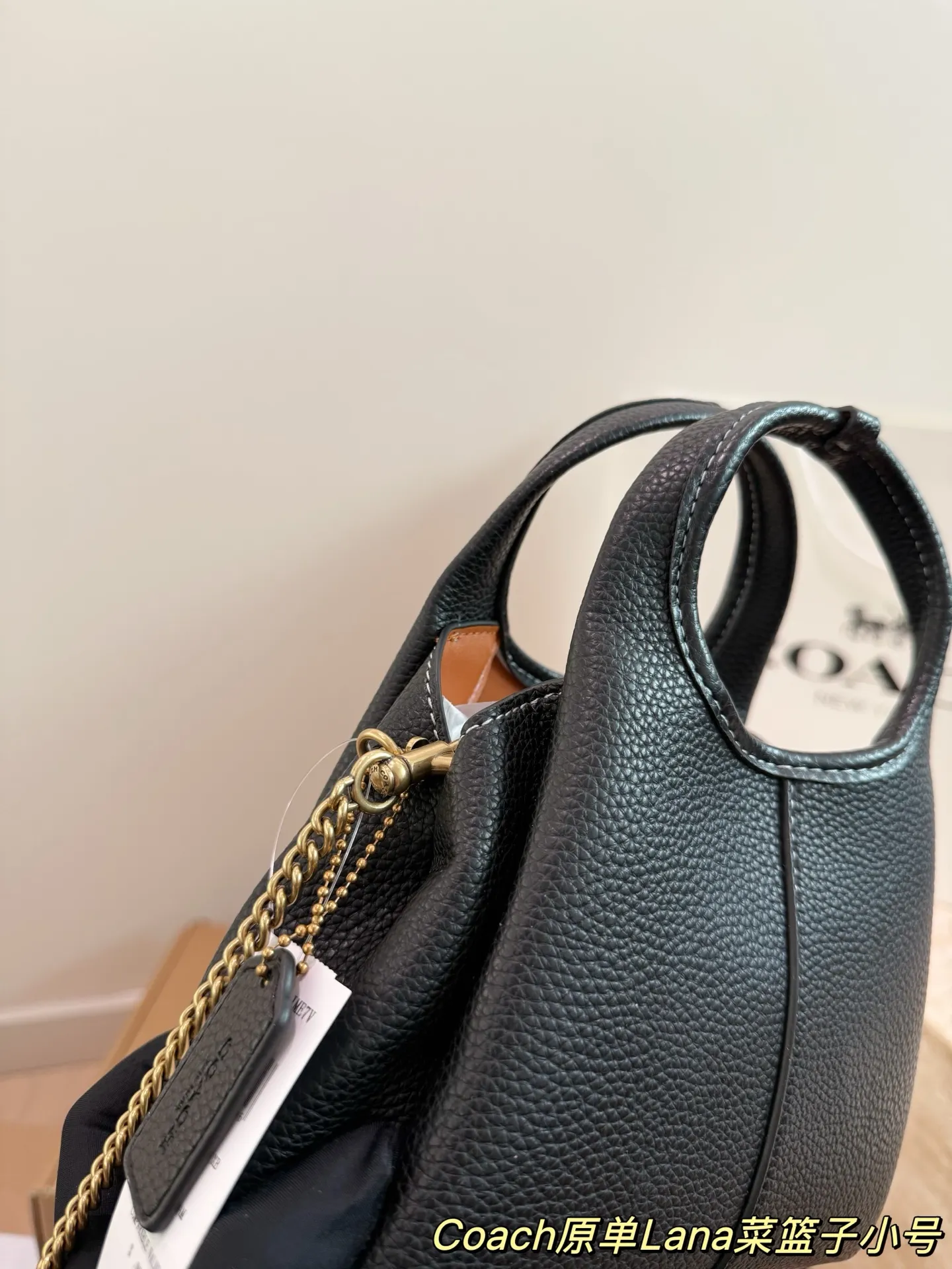 P165 COACH LANA 23号单肩包 👜COACH LANA 23号单肩包,荔枝纹头层牛皮,手感柔软耐用,浅灰调超百搭,通勤休闲都能轻松驾驭✨。小巧尺寸,手提斜挎随心切换,内部隔层方便收纳手机、钥匙、口红等日常小物。金色C字Logo点缀,低调又有辨识度,简约优雅风格,秋冬大衣、针织衫都能轻松搭配,实用又时髦! 尺寸16cm