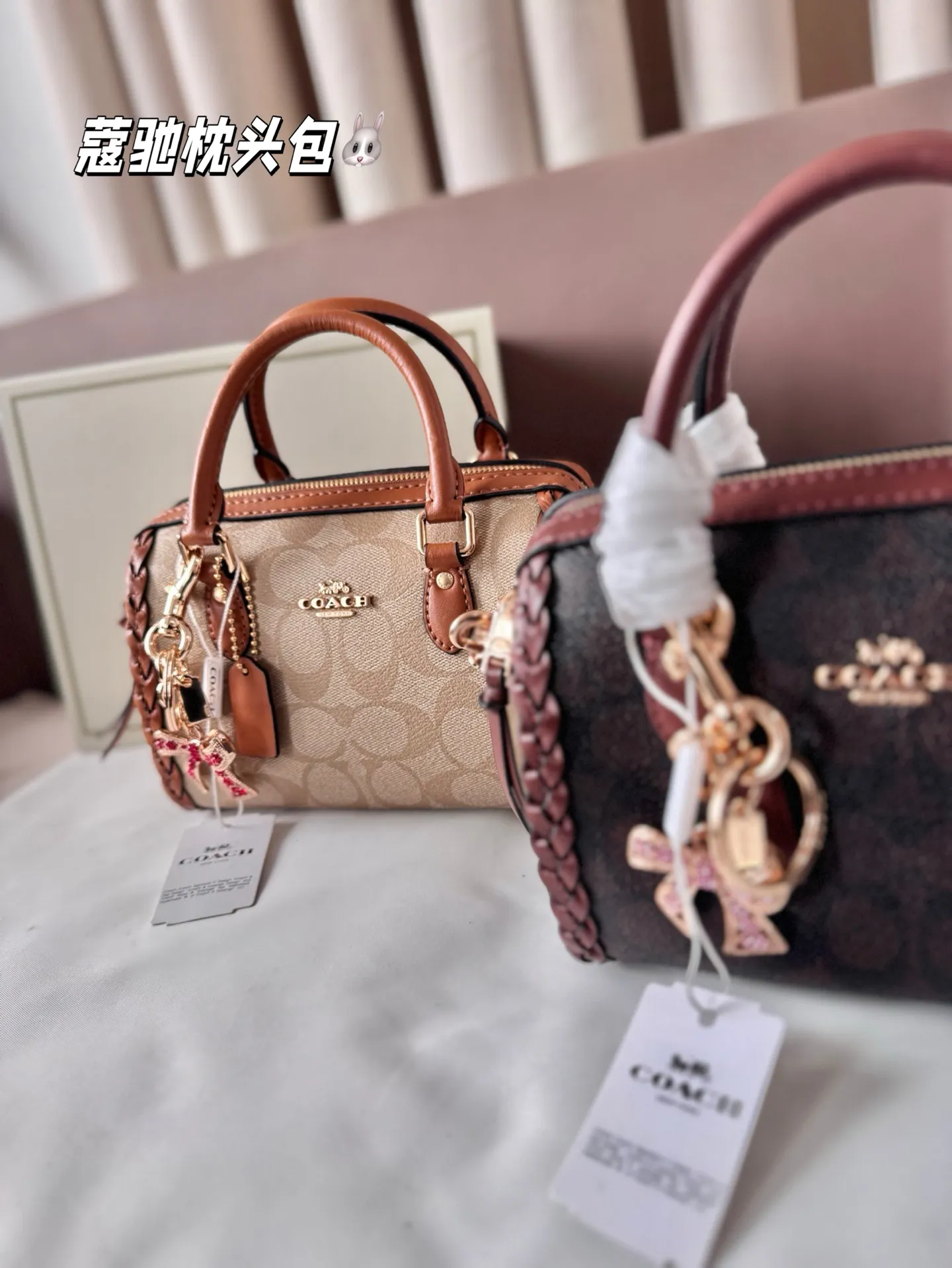 P165 配盒子 蔻驰枕头包出货 专柜同步 最新款 ❤️❤️🔥超级实用的款式 手提 斜挎多用款 原版电镀五金带logo 超级大牌 ‼️时尚百搭款式 不挑年龄段 喜欢的抓紧自留啦 尺寸:18*13