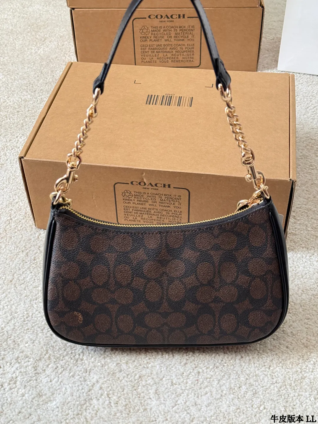 牛皮版本 p145 COACH 蔻驰 teri 腋下包 Coach蔻驰最热的腋下包上身来了 Teri系列最热腋下包 大麻将包的升级款,浅色特别好配衣服 整个就是气质和时尚的化身~不压个子而且好看 配色很潮,大小刚好挺合适 #蔻驰COACH 尺寸24 15cm