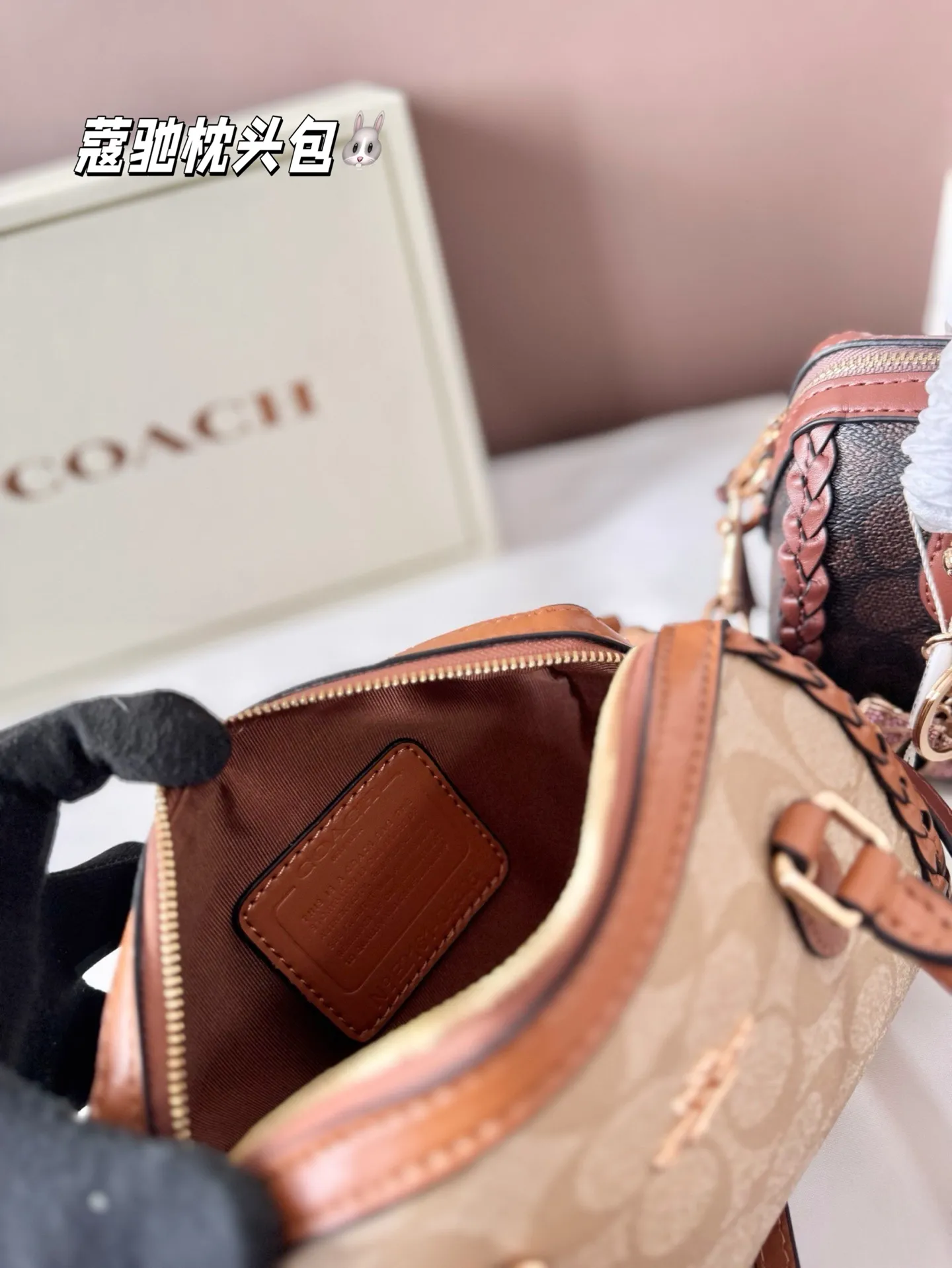 P165 配盒子 蔻驰枕头包出货 专柜同步 最新款 ❤️❤️🔥超级实用的款式 手提 斜挎多用款 原版电镀五金带logo 超级大牌 ‼️时尚百搭款式 不挑年龄段 喜欢的抓紧自留啦 尺寸:18*13