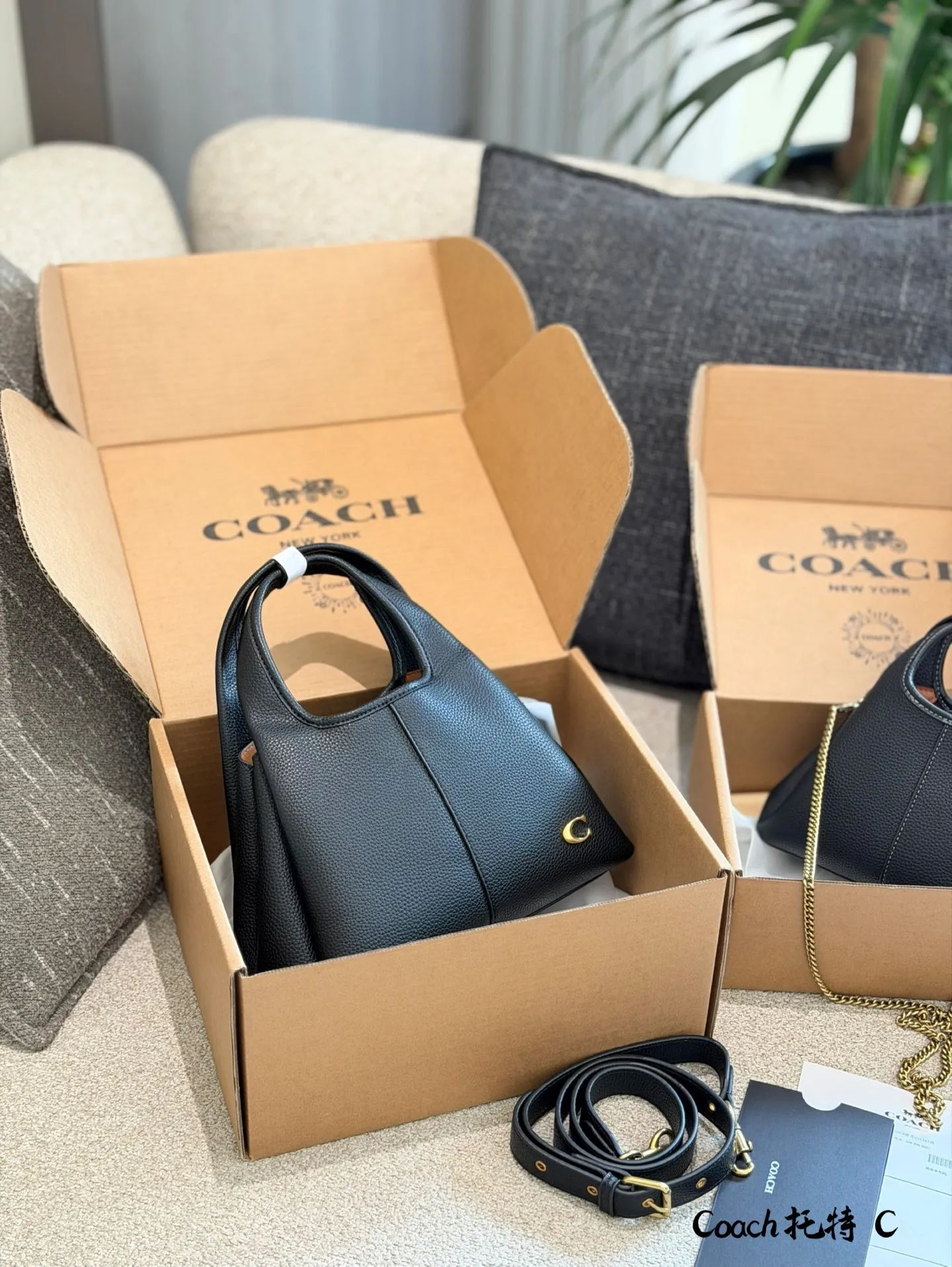 p165p180 COACH LANA 23号单肩包​​ 👜COACH LANA 23号单肩包，荔枝纹头层牛皮，手感柔软耐用，浅灰调超百搭，通勤休闲都能轻松驾驭✨。23cm16cm 小巧尺寸，手提斜挎随心切换，内部隔层方便收纳手机、钥匙、口红等日常小物。金色C字Logo点缀，低调又有辨识度，简约优雅风格，秋冬大衣、针织衫都能轻松搭配，实用又时髦！