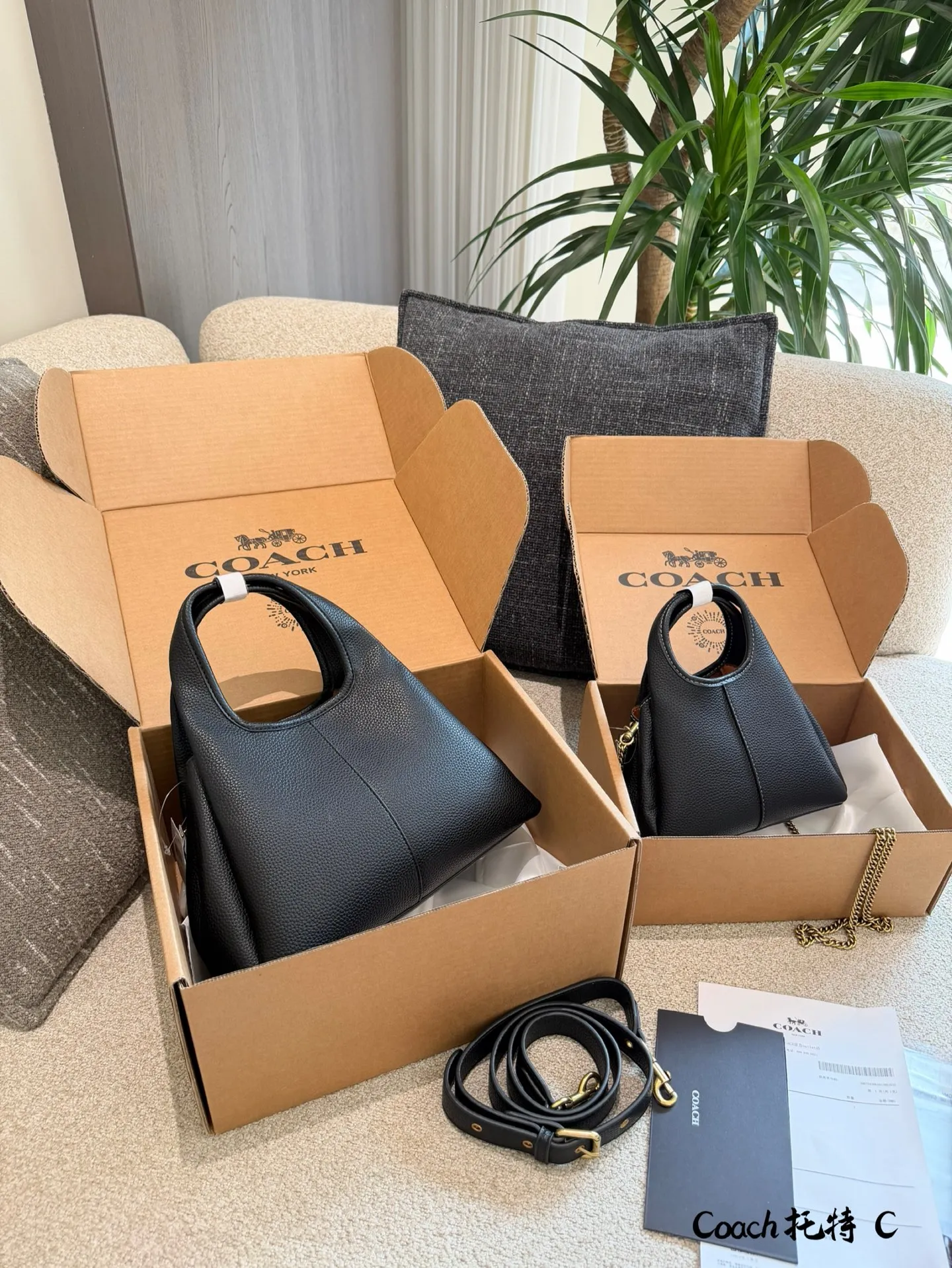 p165p180 COACH LANA 23号单肩包​​ 👜COACH LANA 23号单肩包，荔枝纹头层牛皮，手感柔软耐用，浅灰调超百搭，通勤休闲都能轻松驾驭✨。23cm16cm 小巧尺寸，手提斜挎随心切换，内部隔层方便收纳手机、钥匙、口红等日常小物。金色C字Logo点缀，低调又有辨识度，简约优雅风格，秋冬大衣、针织衫都能轻松搭配，实用又时髦！