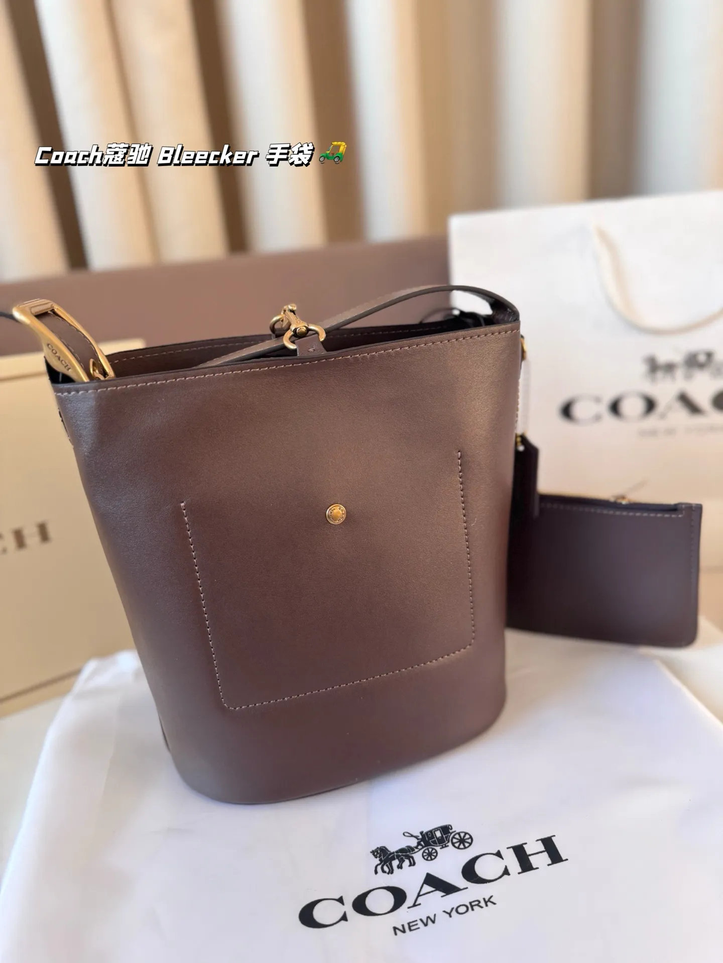 P155 Coach蔻驰｜ Bleecker 手袋 背上 Coach Bleecker手袋超柔软鞣制皮革质感满满简约百搭还什么都能装下 上班通勤也要处处保持时髦愈 尺寸 20*22