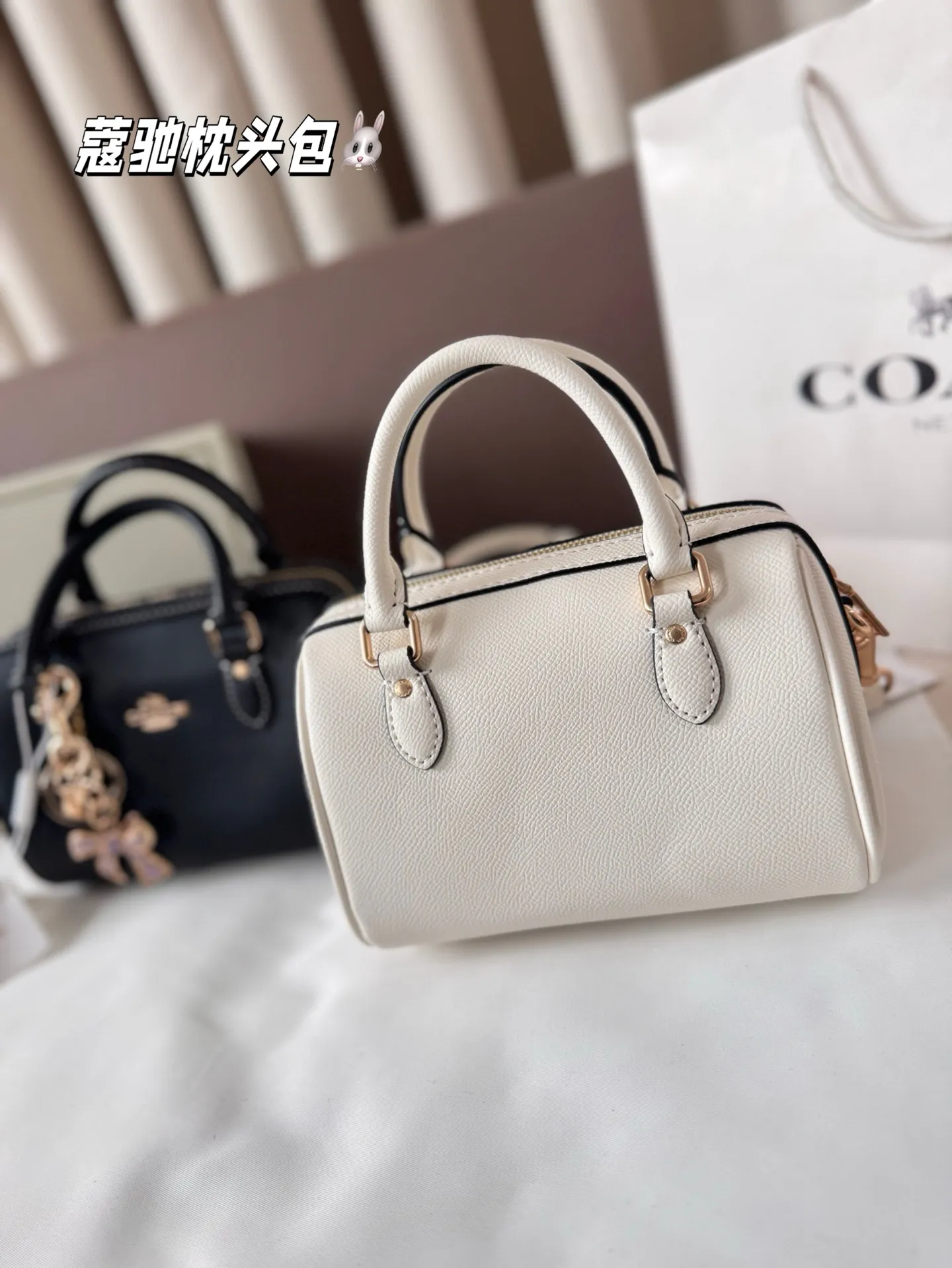 P145 配盒子 蔻驰枕头包出货 专柜同步 最新款 ❤️❤️🔥超级实用的款式 手提 斜挎多用款 原版电镀五金带logo 超级大牌 ‼️时尚百搭款式 不挑年龄段 喜欢的抓紧自留啦 尺寸：18*13