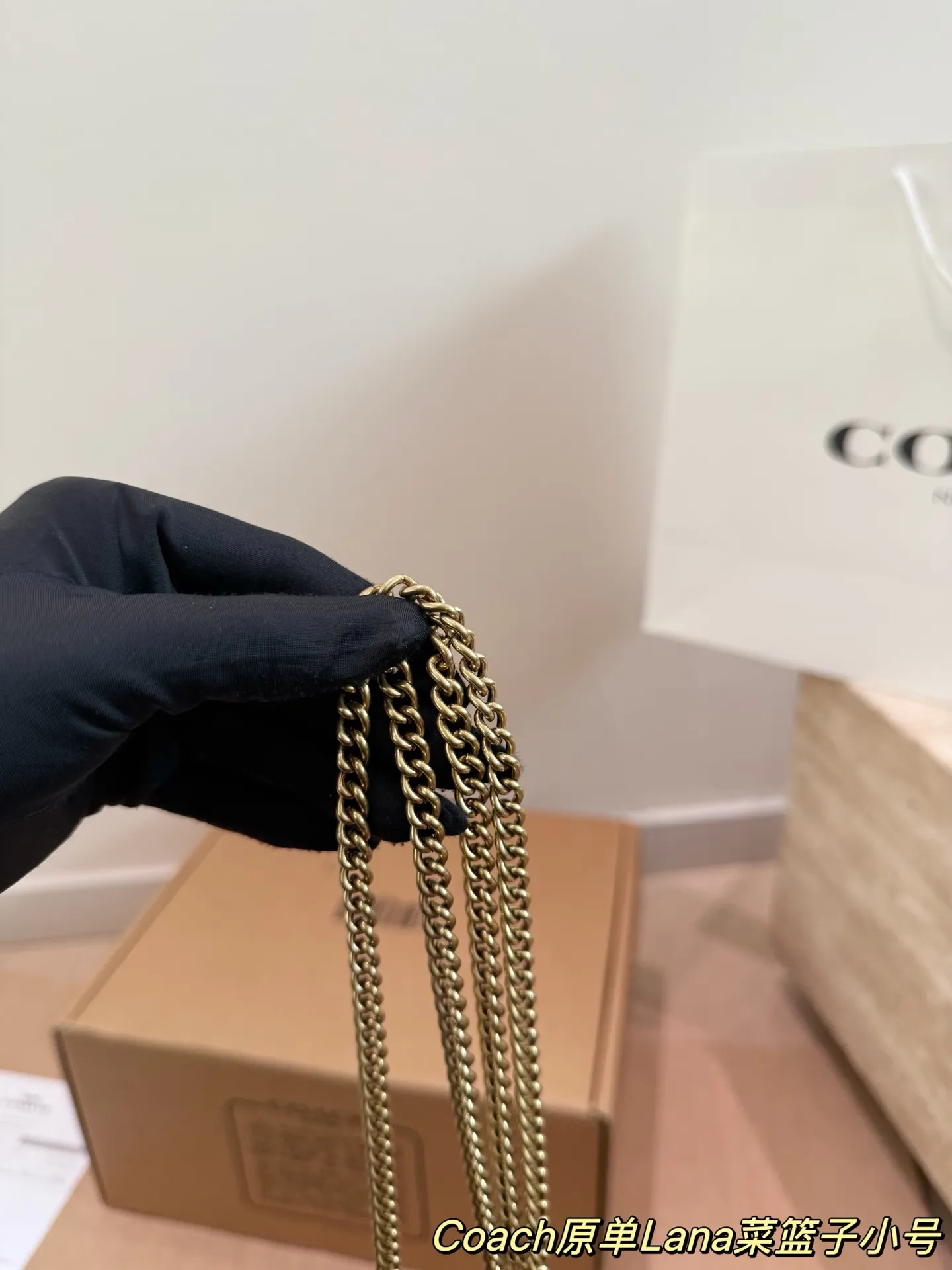 P165 COACH LANA 23号单肩包​​ 👜COACH LANA 23号单肩包，荔枝纹头层牛皮，手感柔软耐用，浅灰调超百搭，通勤休闲都能轻松驾驭✨。小巧尺寸，手提斜挎随心切换，内部隔层方便收纳手机、钥匙、口红等日常小物。金色C字Logo点缀，低调又有辨识度，简约优雅风格，秋冬大衣、针织衫都能轻松搭配，实用又时髦！ 尺寸16cm