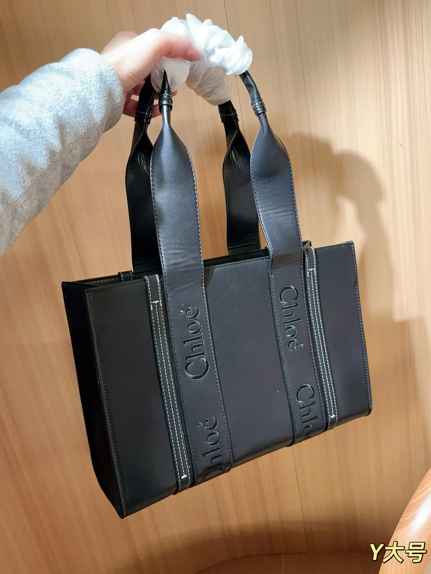 💰130 无盒大号 克洛伊Chloe蔻依 ss25新款woody托特包tote 尺寸37×25×13