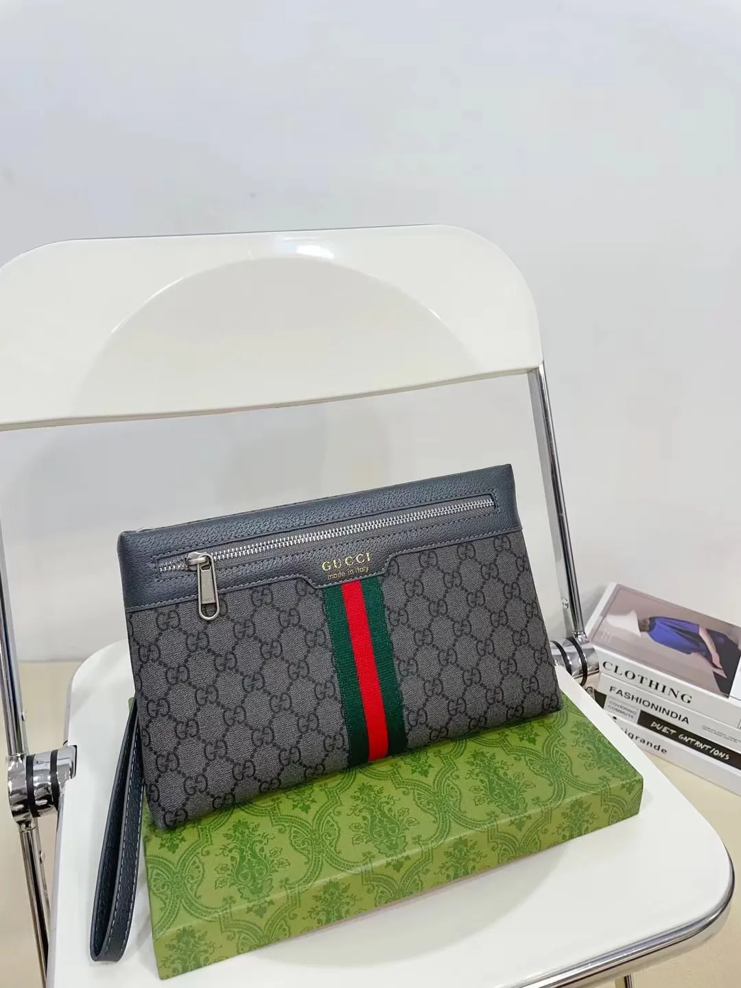 👑💰90礼盒包装 Gucci 古奇 酷奇手拿包 卡包钱包多功能男包 采用精湛镶嵌细工，实物拍摄 原厂原版面料 配送防尘袋 礼盒30.18cm