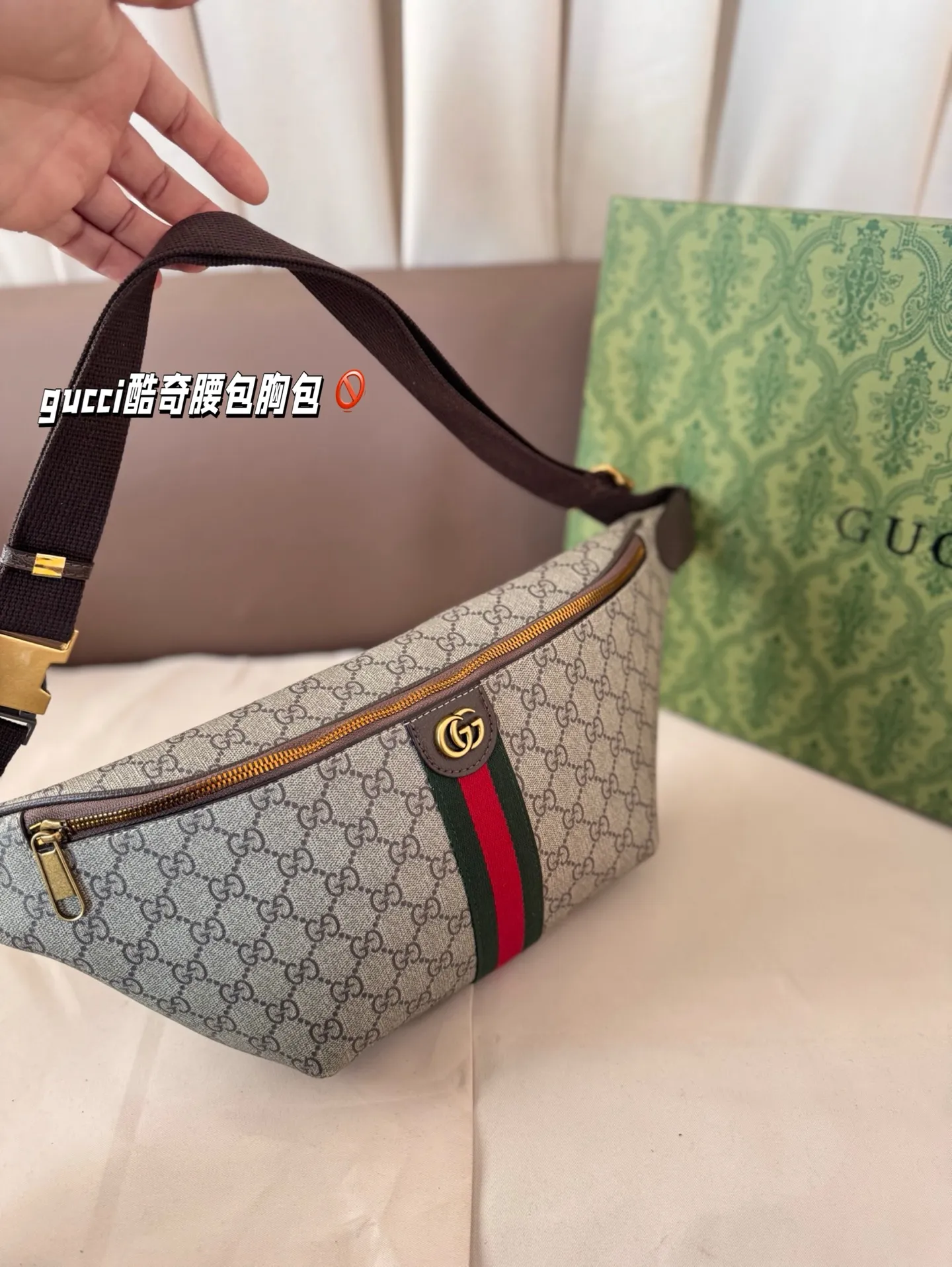P125 gucci酷奇腰包胸包 经典时尚 人手必备 四季款 超百搭 尺寸 49*20