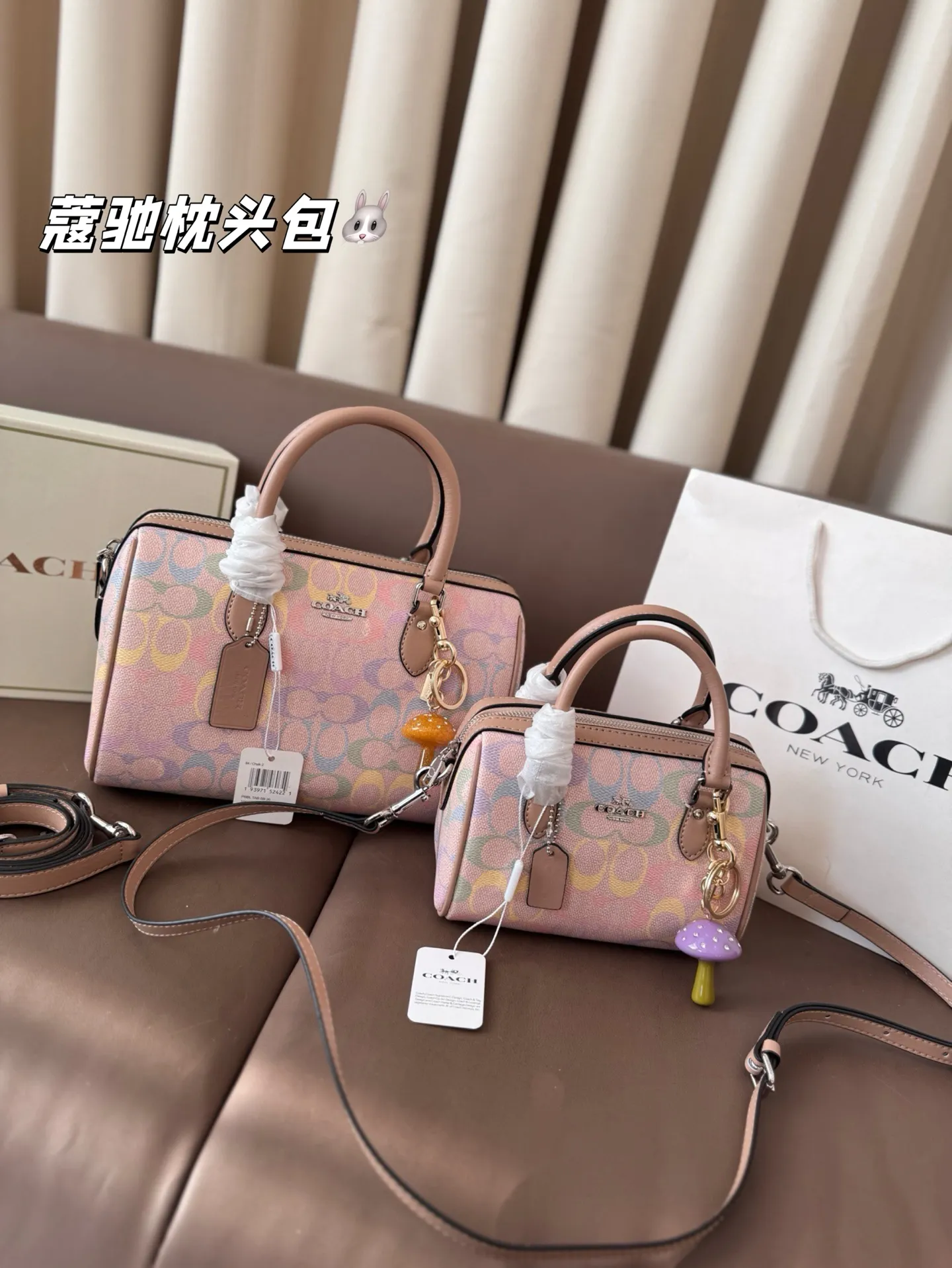 大号P180 小号P160 礼盒🎁(带挂件) 蔻驰枕头包出货 专柜同步 最新款 ❤️❤️🔥超级实用的款式 手提 斜挎多用款 原版电镀五金带logo 超级大牌 内衬logo‼️时尚百搭款式 不挑年龄段 喜欢的抓紧自留啦 尺寸:大25*17 小17*12