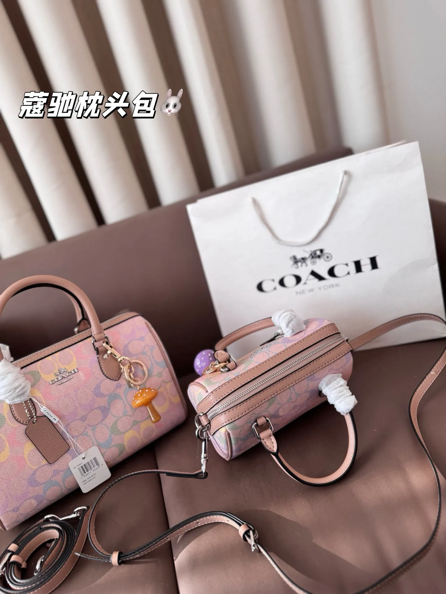 大号P180 小号P160 礼盒🎁(带挂件) 蔻驰枕头包出货 专柜同步 最新款 ❤️❤️🔥超级实用的款式 手提 斜挎多用款 原版电镀五金带logo 超级大牌 内衬logo‼️时尚百搭款式 不挑年龄段 喜欢的抓紧自留啦 尺寸:大25*17 小17*12