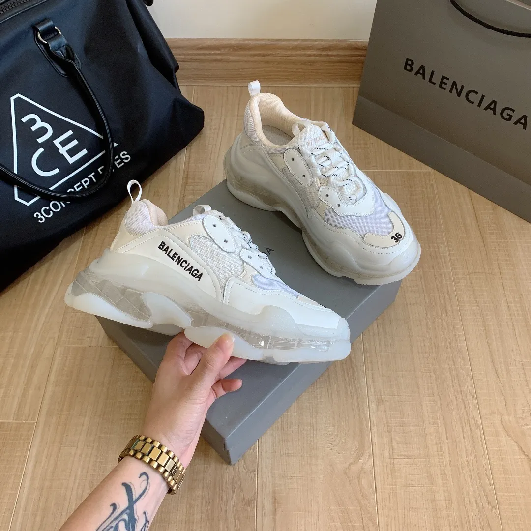 橙子出厂价💰185【白水晶】 BALENCIAGA 巴黎世家水晶底老爹鞋 颜色:黑、白、奶茶、灰白、紫罗兰、奶白 码数:女35-40,男39-44