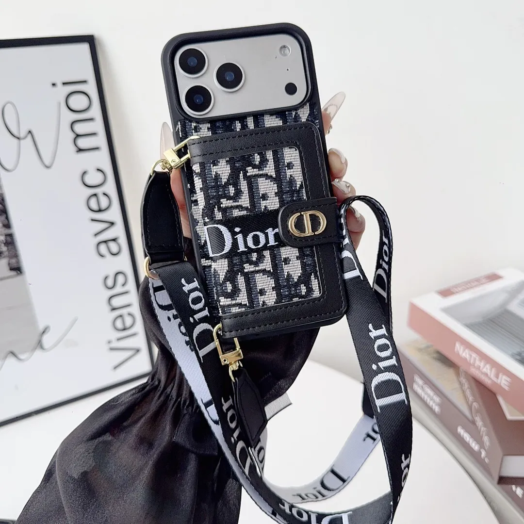 迪奥dior左右翻卡包壳+挂绳（17-17pro-17Air-17promax型号7-17pm，也有三星型号