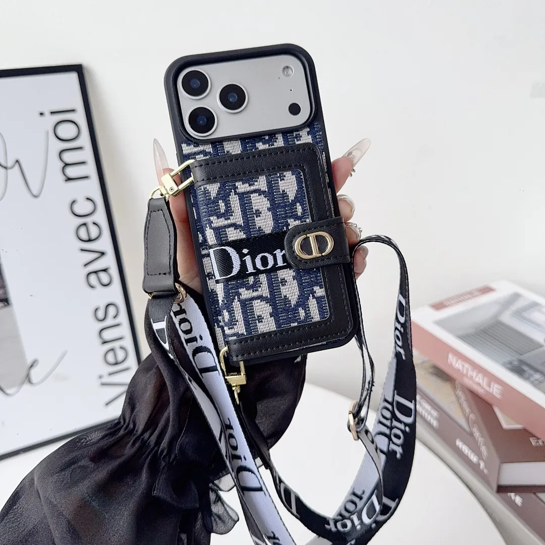迪奥dior左右翻卡包壳+挂绳（17-17pro-17Air-17promax型号7-17pm，也有三星型号