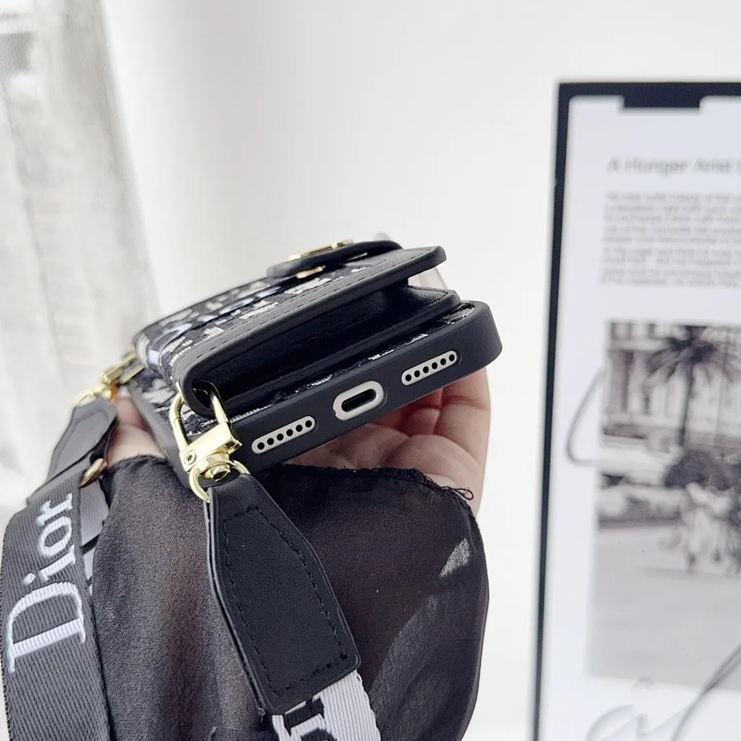 迪奥dior左右翻卡包壳+挂绳（17-17pro-17Air-17promax型号7-17pm，也有三星型号