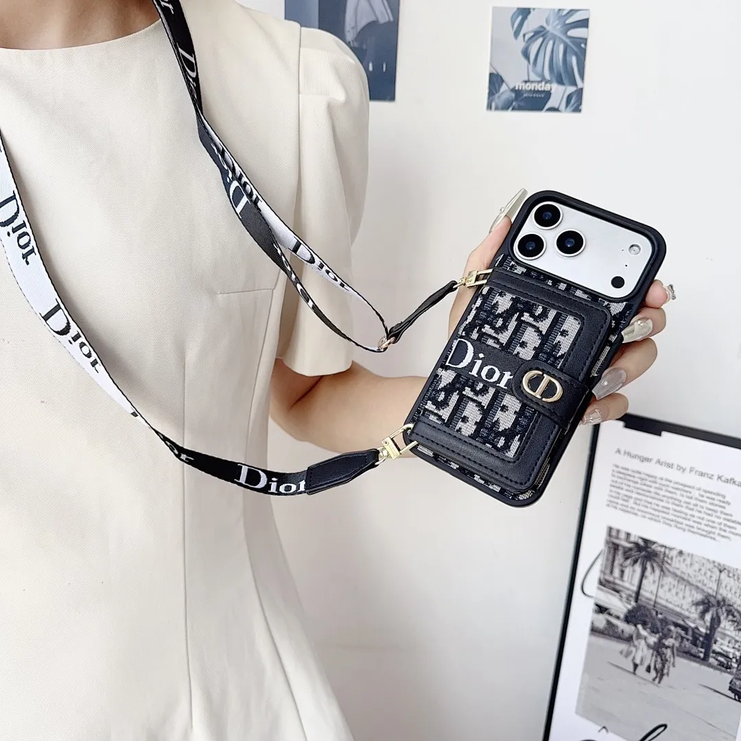 迪奥dior左右翻卡包壳+挂绳（17-17pro-17Air-17promax型号7-17pm，也有三星型号