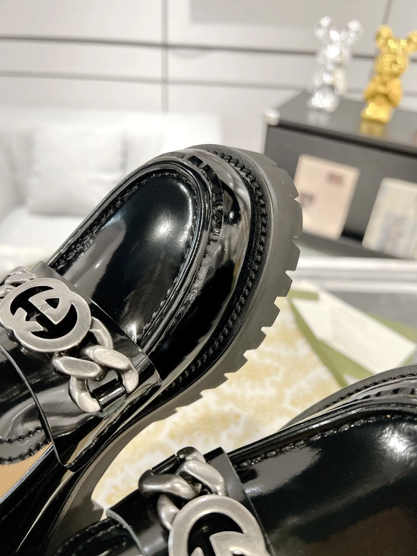 🧡P270💰 Gucci 2023新款双GG沟纹厚底乐福鞋 松糕鞋 秀场大爆款 专柜购买原版一比一打造 所有细节 材料 全部跟你在专柜买到的都一样 牛皮面料 码数:35-40＃