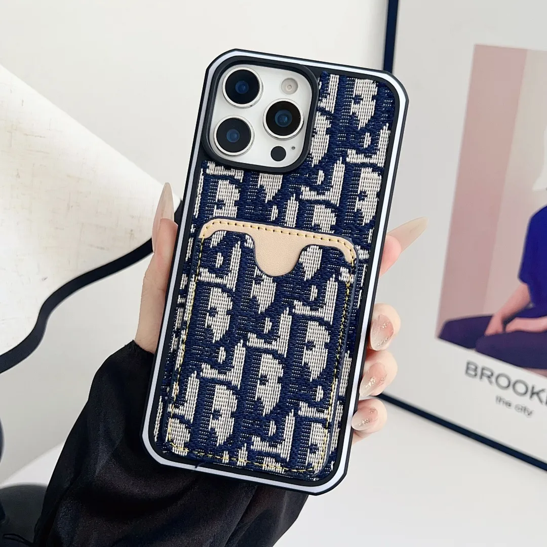 dior迪奥 牛仔 插卡 双色边单壳（11-16PM,7-11PRO和三星型号用黑色边框）