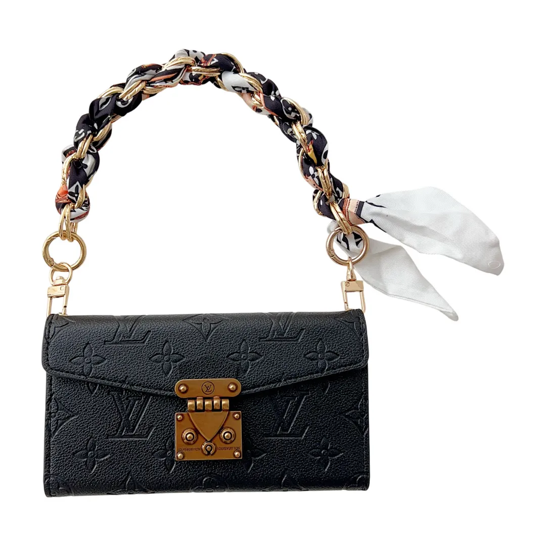 LV 三折皮套 压印花 挂绳+手链+丝巾手腕绳（苹果7-17PM,三星型号S22-S26U)