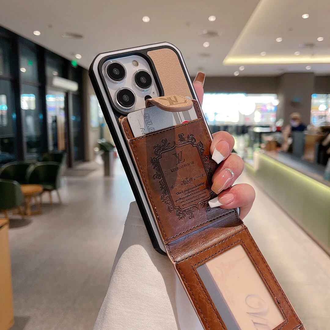 LV 压花款 上下翻卡包双色壳