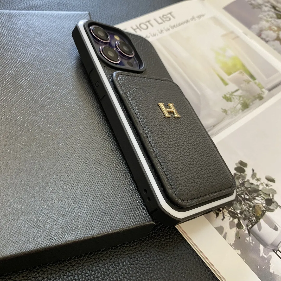 爱马仕 H金标-荔枝纹官网单插卡 双色边壳