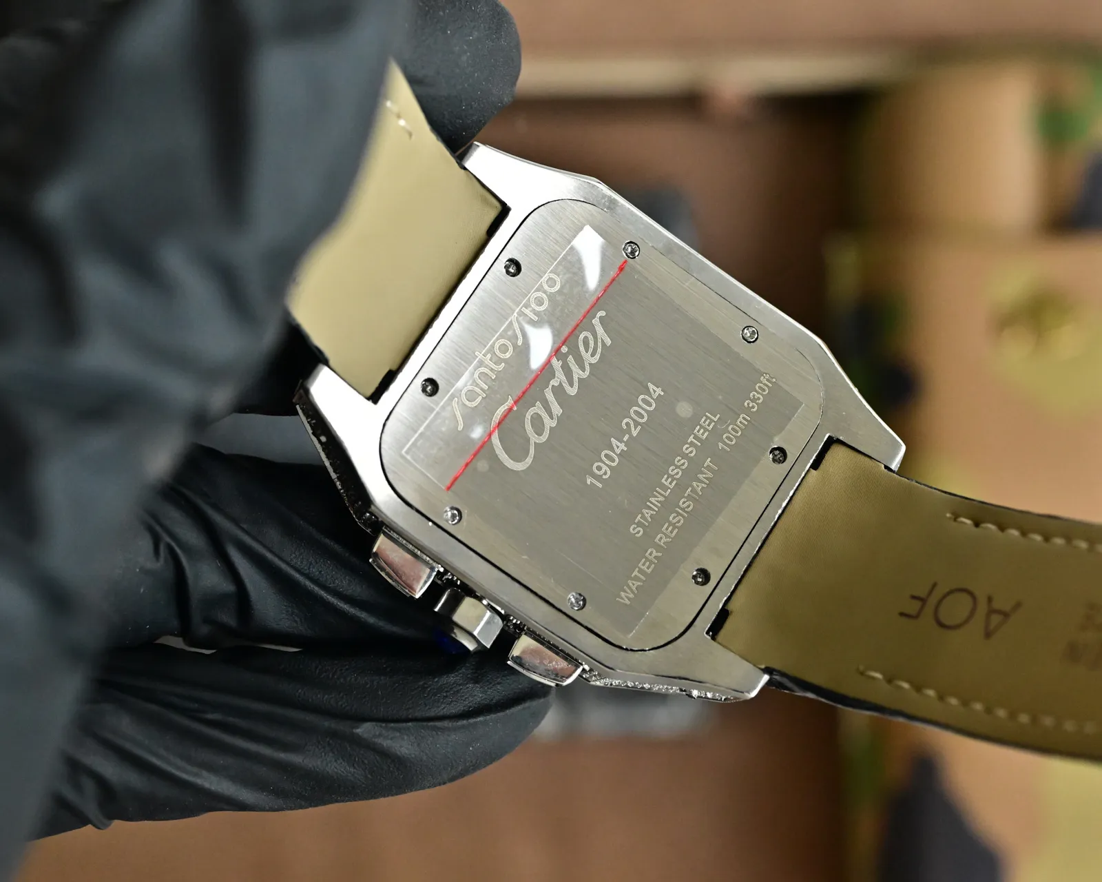 800 🎩卡地亚CARTIER 山度士满钻系列39mm*13mm石英机芯 高强度蓝光玻璃 头层牛皮带 原装扣 经典的壳形 永恒的山度士