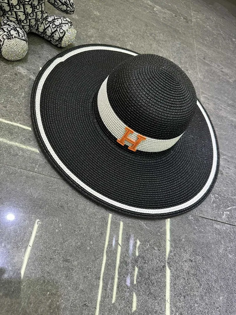 爱马仕爆款撞色设计大檐帽