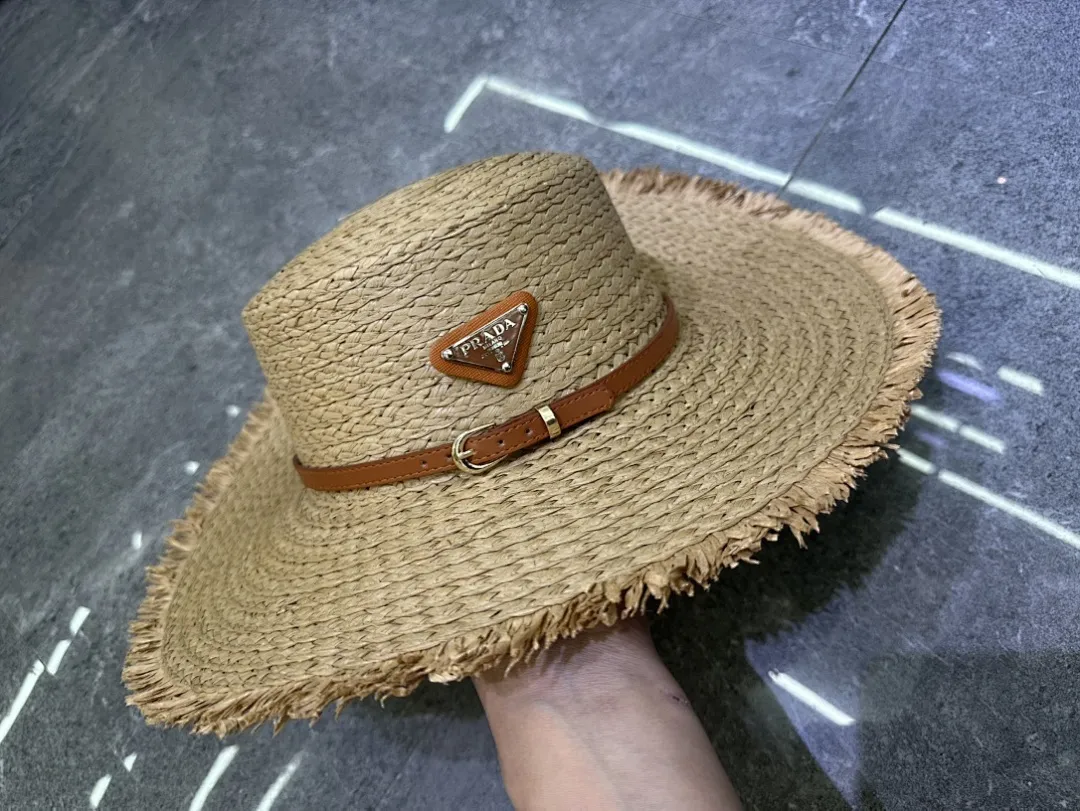 普拉达爆款手工编织平顶帽‼️‼️