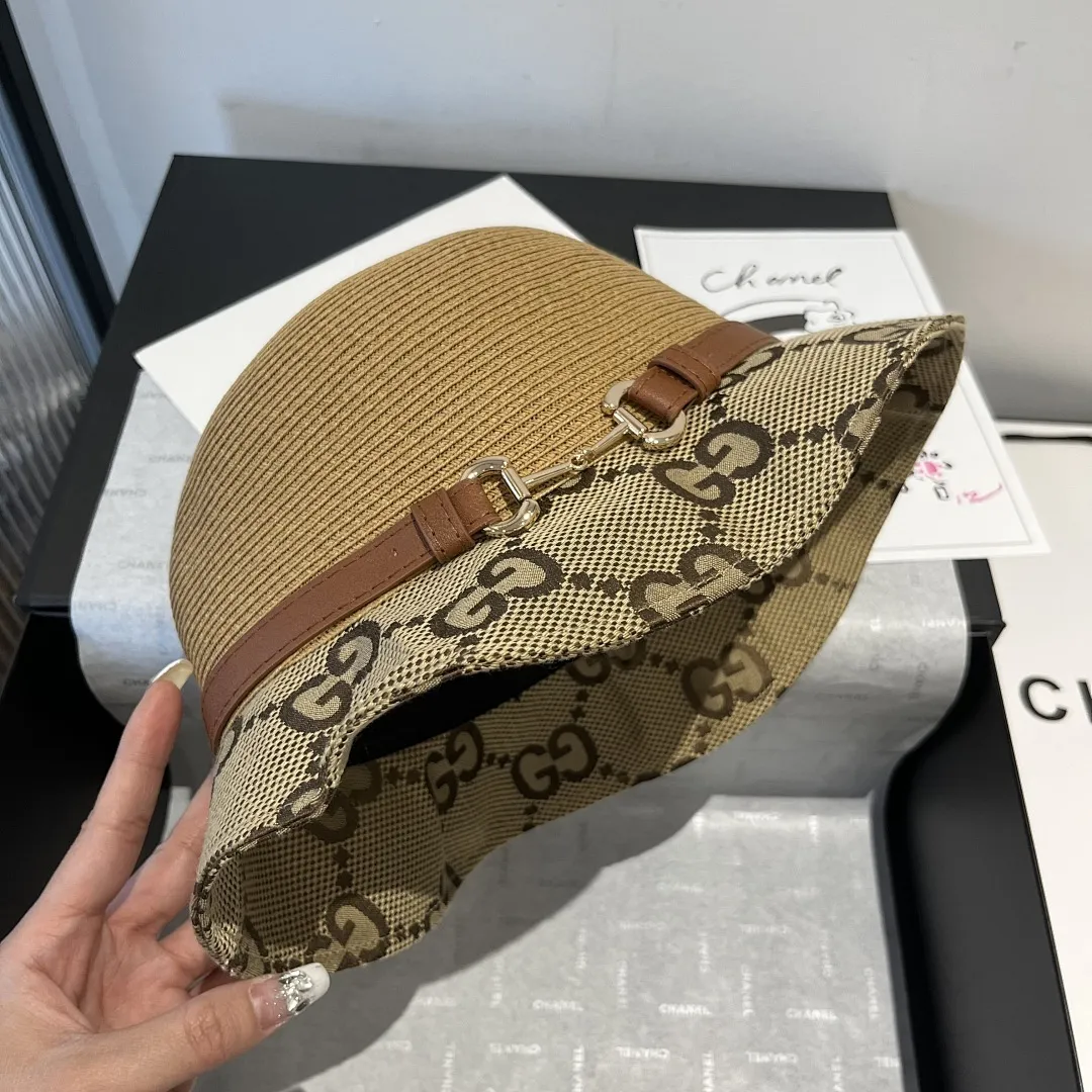 Gucci古琦皮带款草帽,细草盆帽