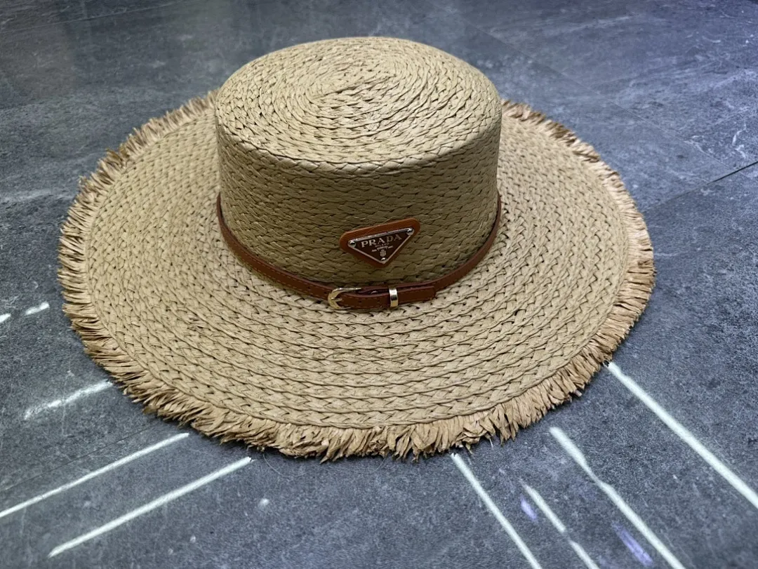 普拉达爆款手工编织平顶帽‼️‼️