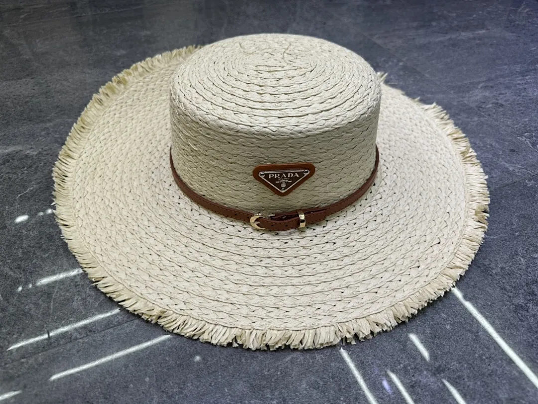 普拉达爆款手工编织平顶帽‼️‼️