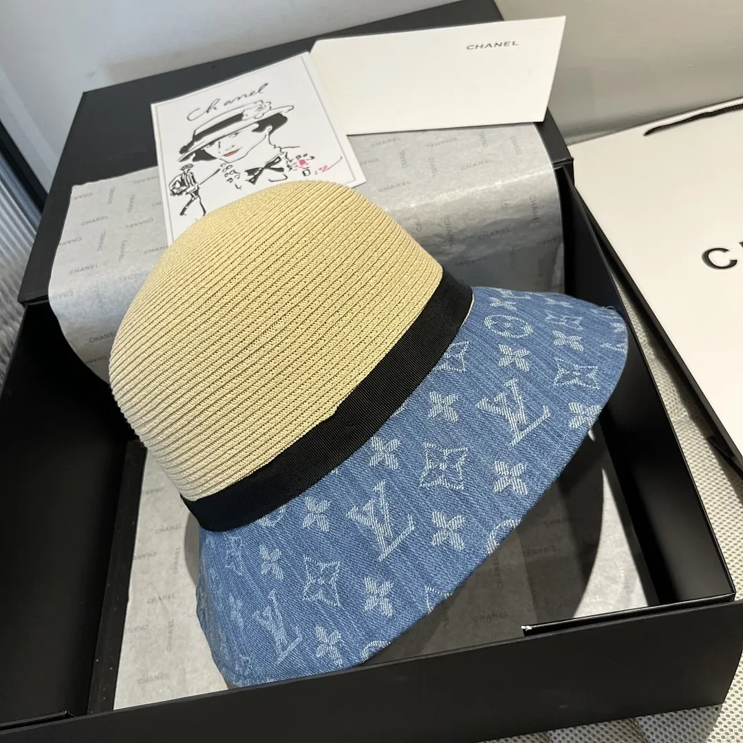 Lv新款草帽,拉菲草制作,拼老花面料