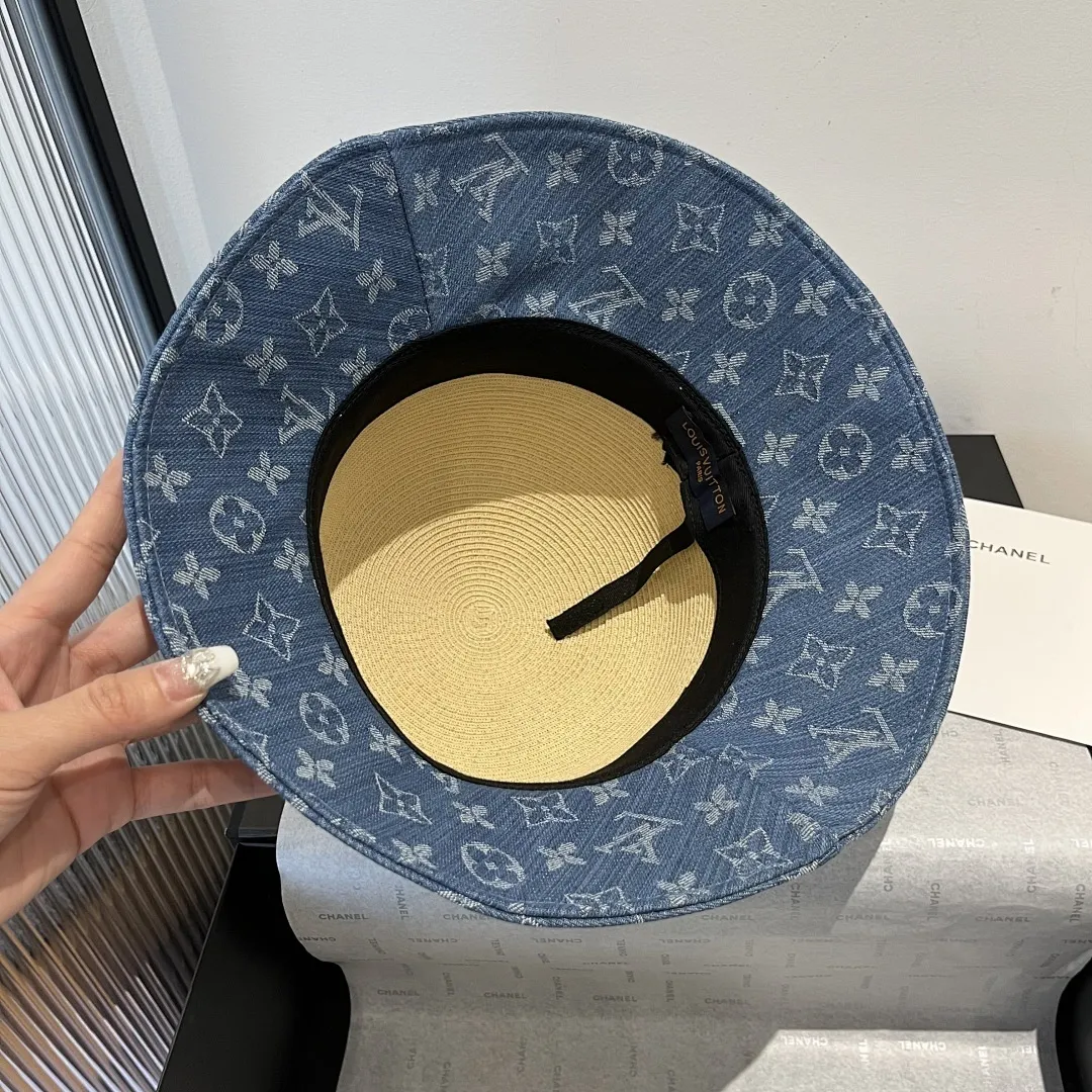 Lv新款草帽,拉菲草制作,拼老花面料