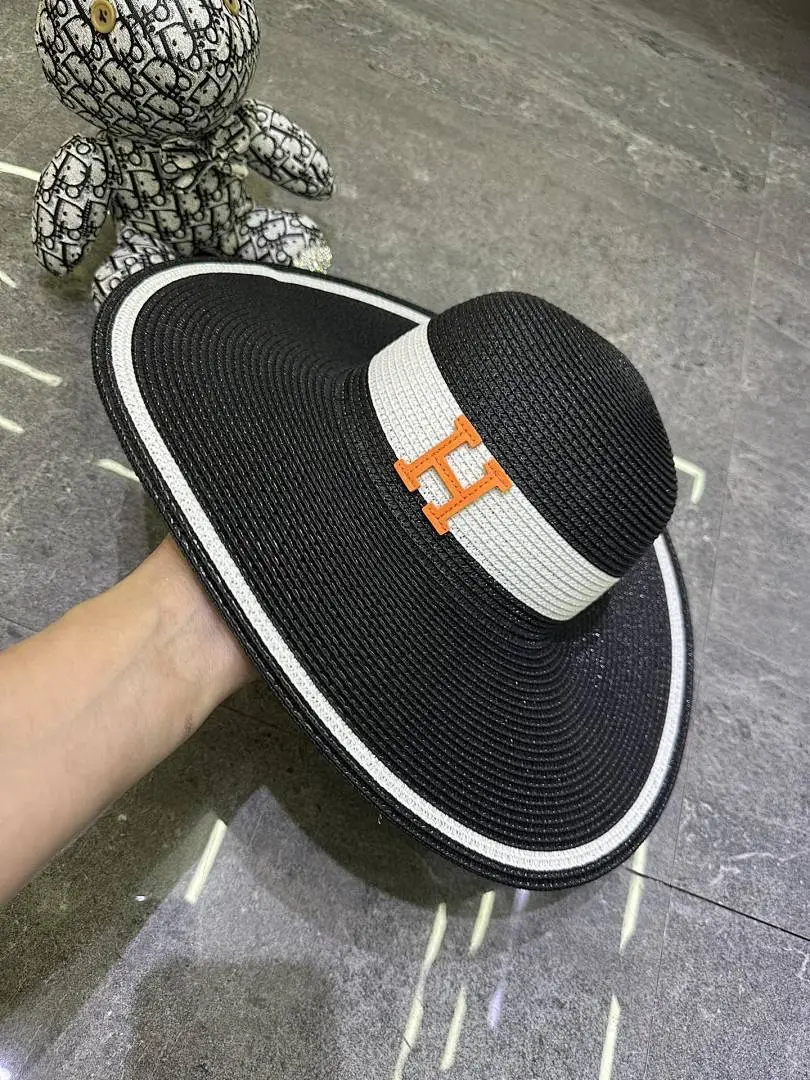 爱马仕爆款撞色设计大檐帽