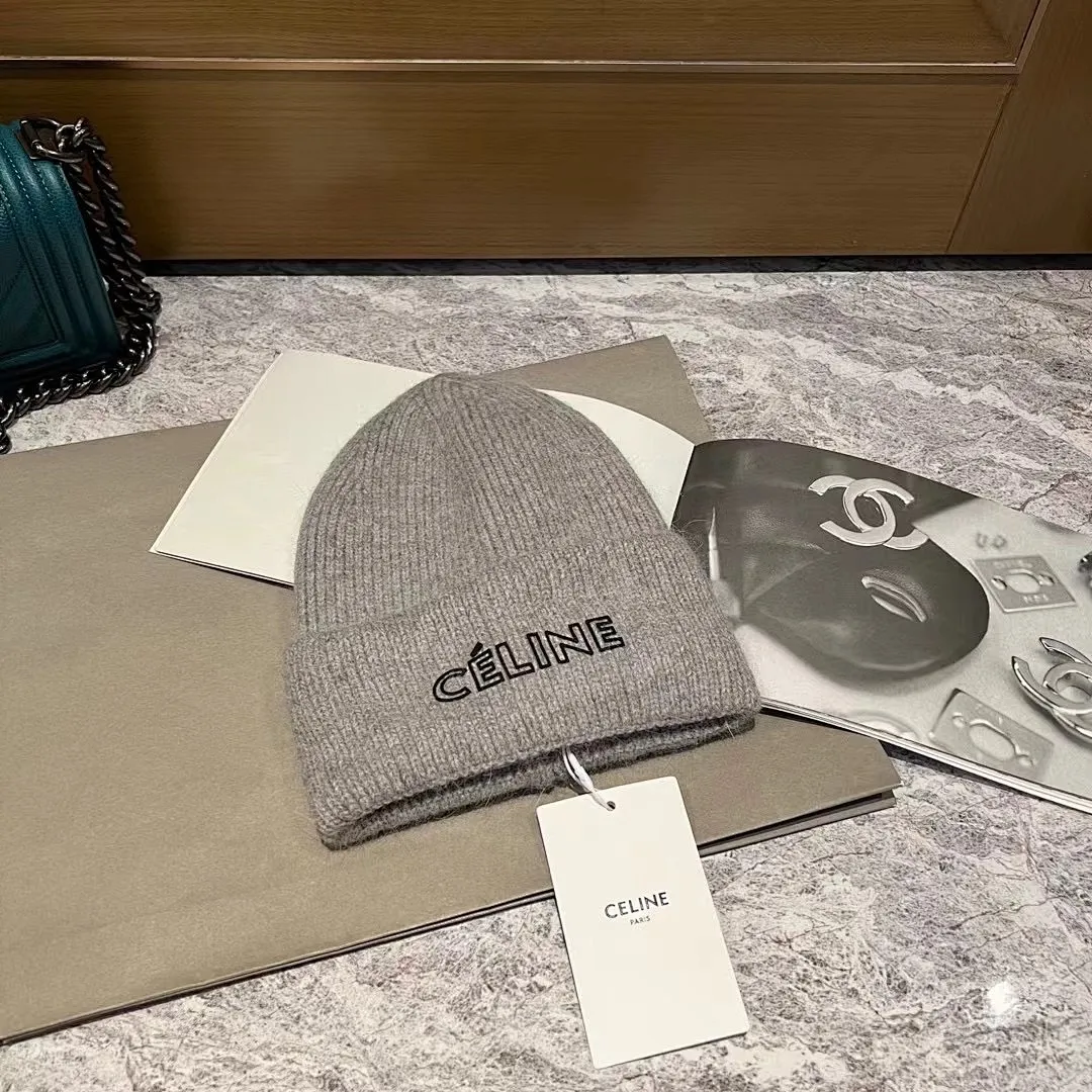 CELINE 兔毛针织帽