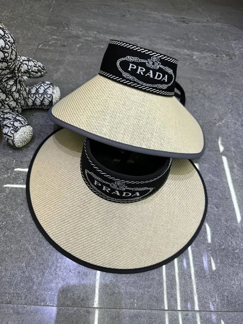 普拉达超大檐空顶帽